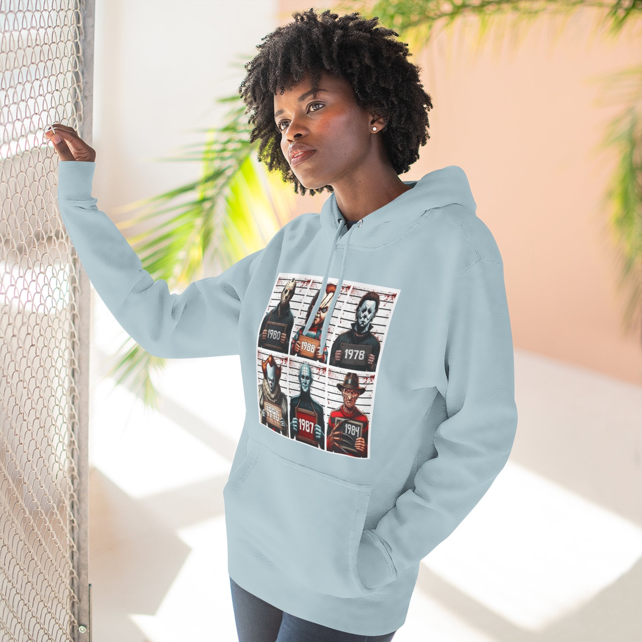 Spooky Vibes Only Halloween Sweater Retro Horror Movie Three - Panel Fleece Hoodie, Halloween Gift, Cozy Sweatshirt, Movie Lover Apparel, Vintage Movie Merchandise - Metamorphosis Creations