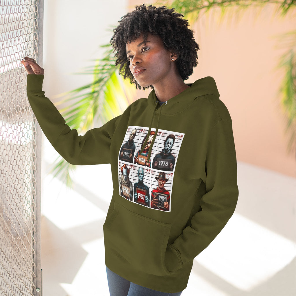Spooky Vibes Only Halloween Sweater Retro Horror Movie Three - Panel Fleece Hoodie, Halloween Gift, Cozy Sweatshirt, Movie Lover Apparel, Vintage Movie Merchandise - Metamorphosis Creations