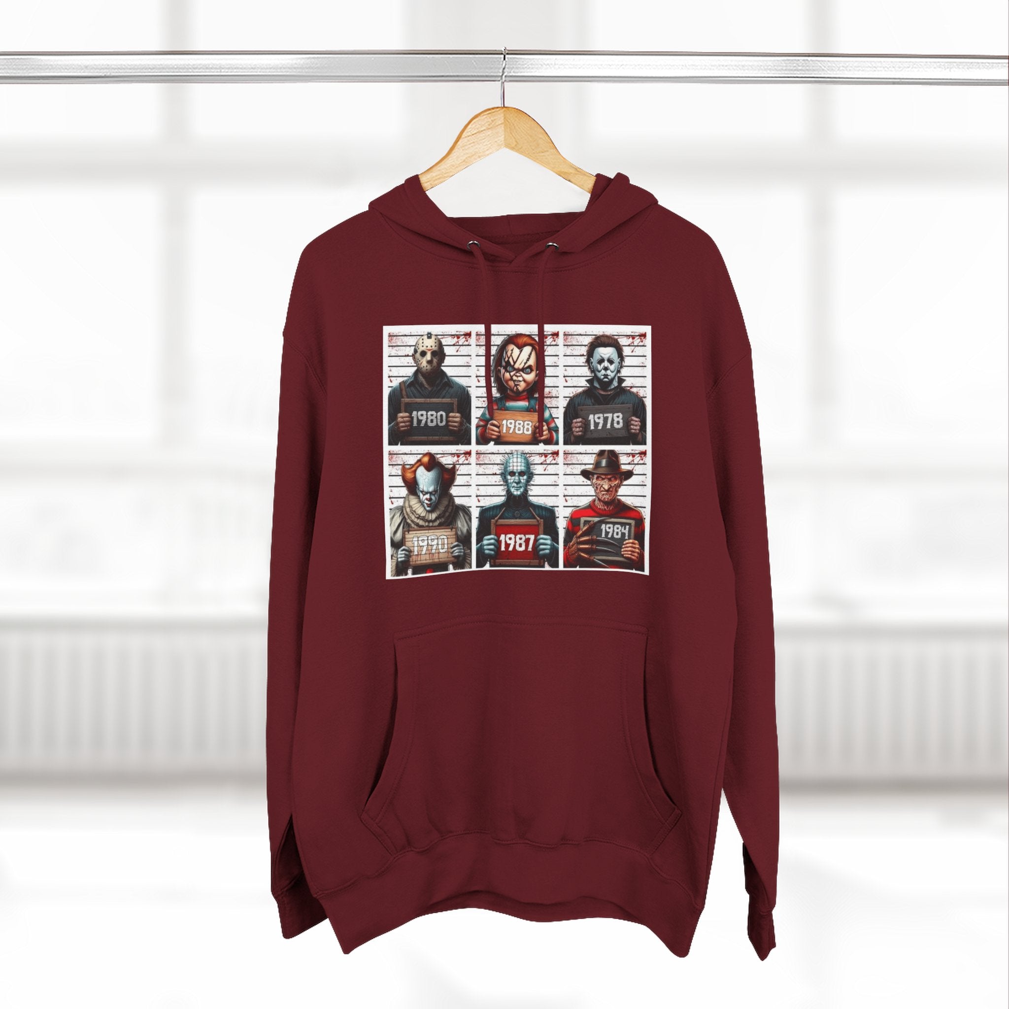 Spooky Vibes Only Halloween Sweater Retro Horror Movie Three - Panel Fleece Hoodie, Halloween Gift, Cozy Sweatshirt, Movie Lover Apparel, Vintage Movie Merchandise - Metamorphosis Creations