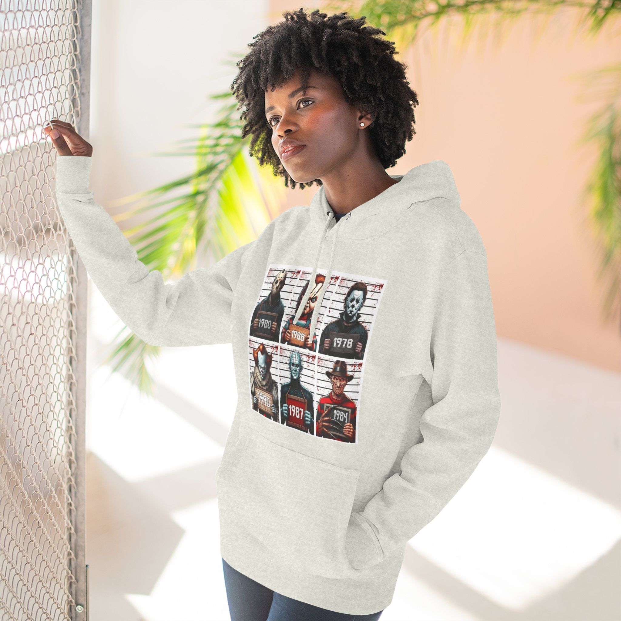 Spooky Vibes Only Halloween Sweater Retro Horror Movie Three - Panel Fleece Hoodie, Halloween Gift, Cozy Sweatshirt, Movie Lover Apparel, Vintage Movie Merchandise - Metamorphosis Creations