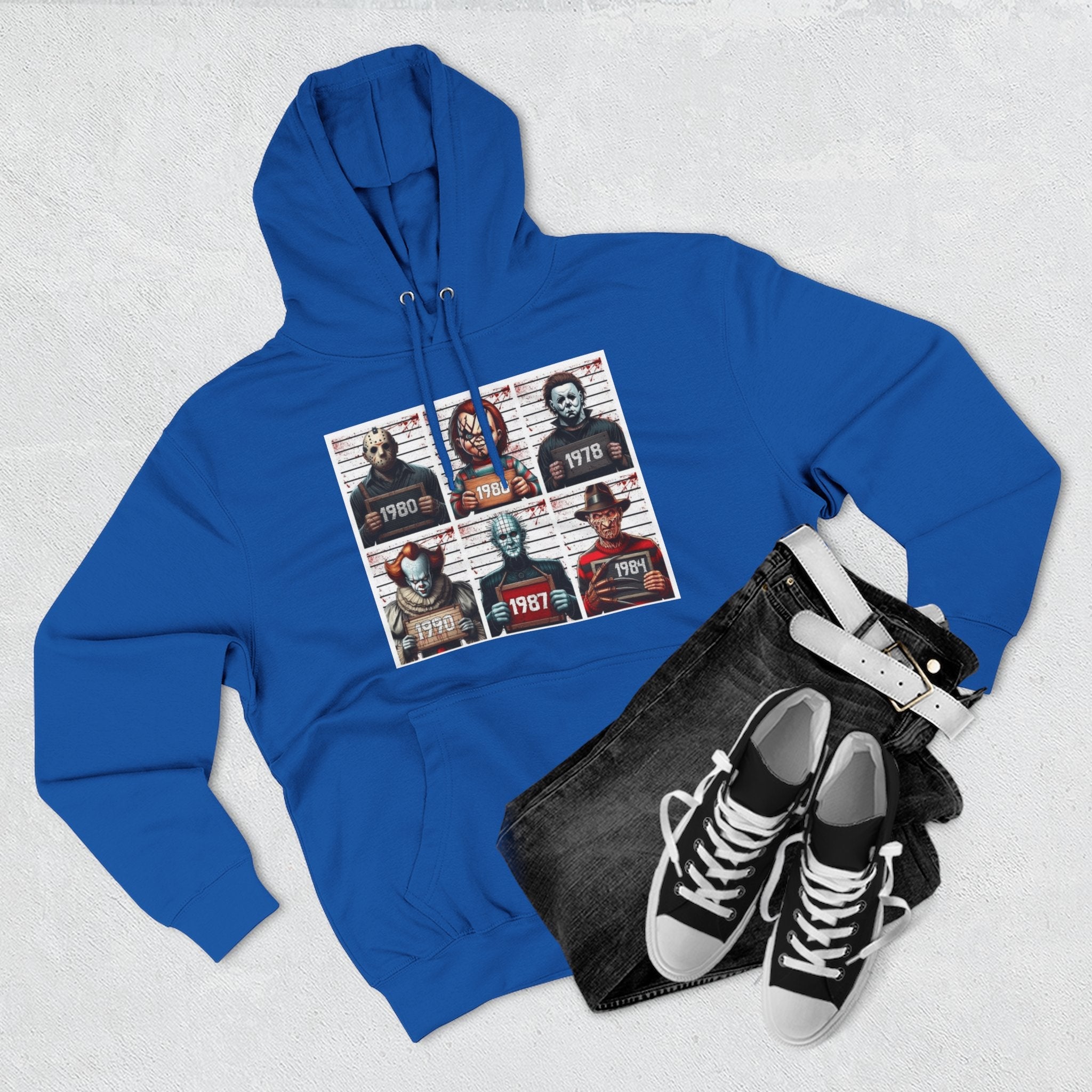 Spooky Vibes Only Halloween Sweater Retro Horror Movie Three - Panel Fleece Hoodie, Halloween Gift, Cozy Sweatshirt, Movie Lover Apparel, Vintage Movie Merchandise - Metamorphosis Creations