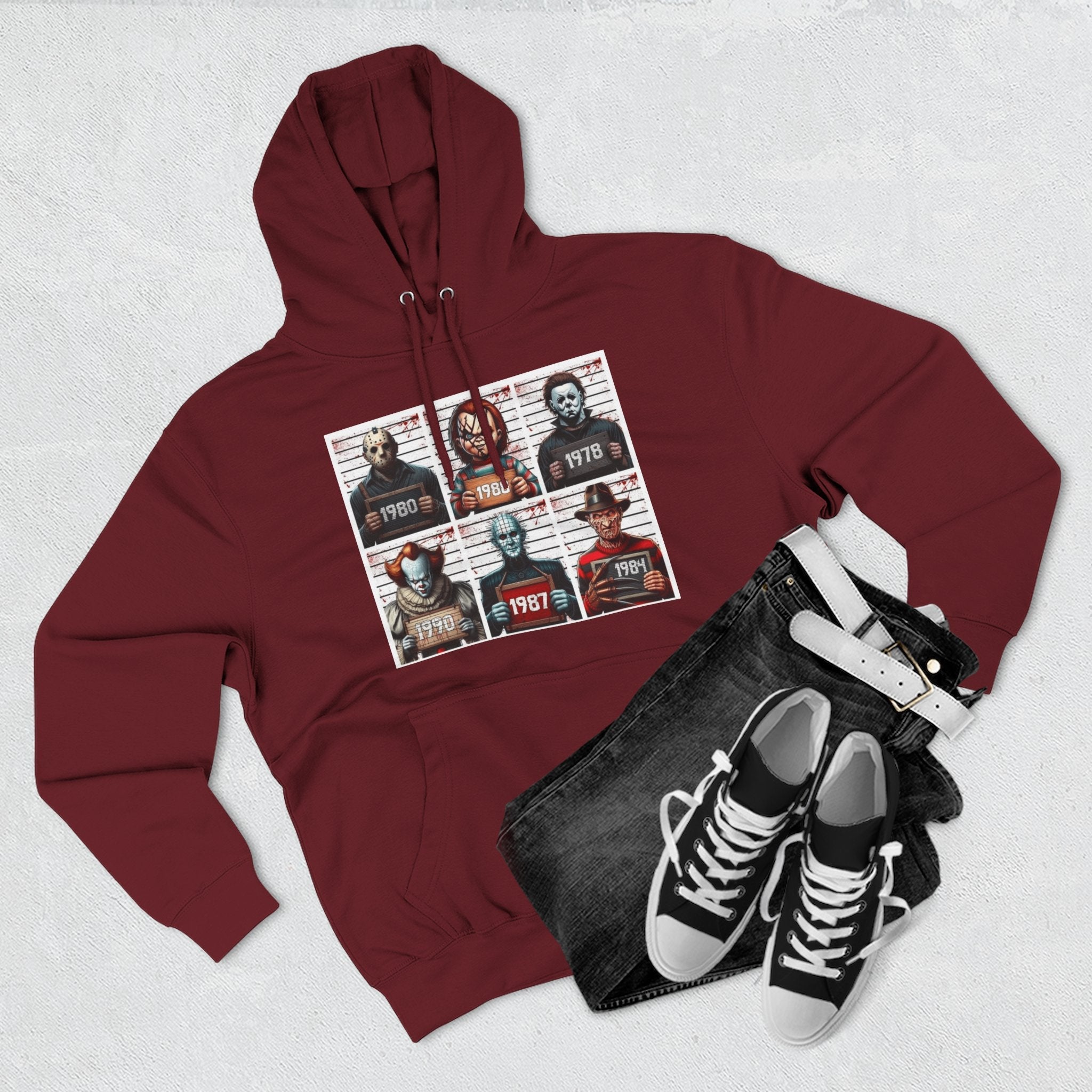 Spooky Vibes Only Halloween Sweater Retro Horror Movie Three - Panel Fleece Hoodie, Halloween Gift, Cozy Sweatshirt, Movie Lover Apparel, Vintage Movie Merchandise - Metamorphosis Creations