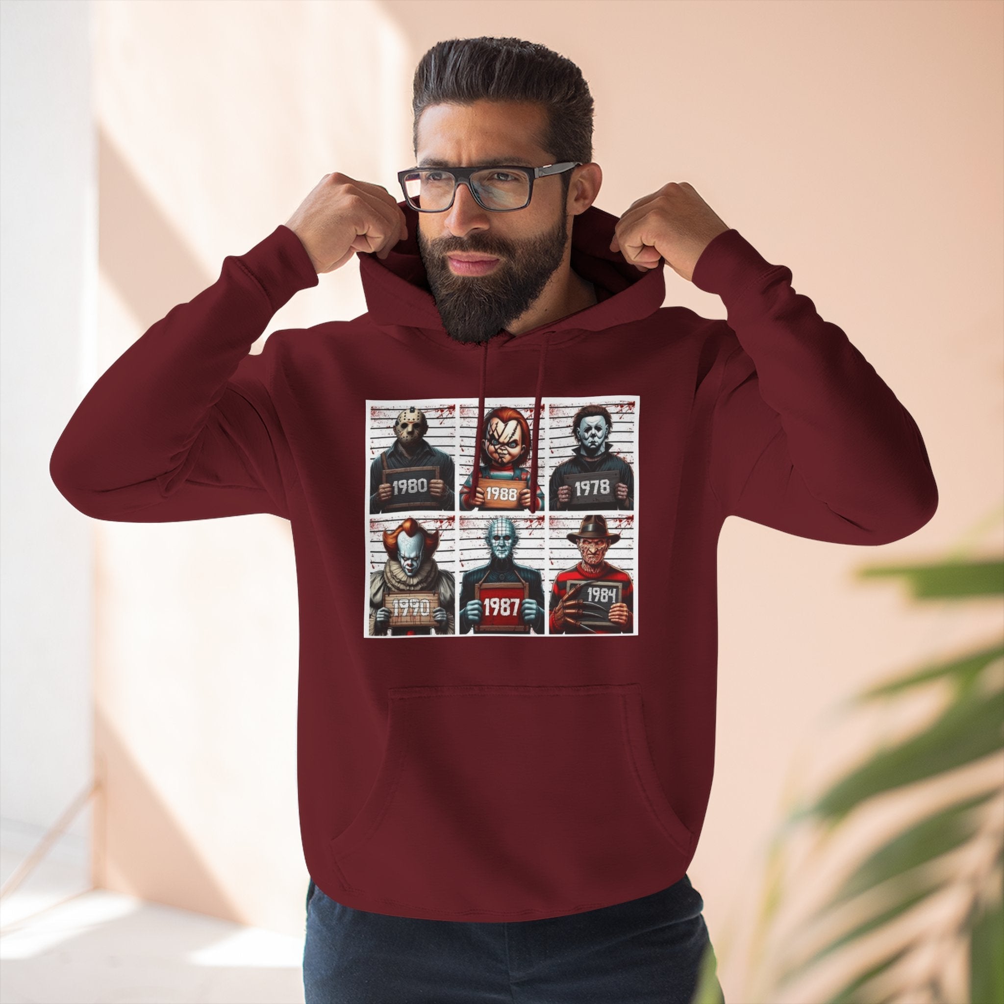 Spooky Vibes Only Halloween Sweater Retro Horror Movie Three - Panel Fleece Hoodie, Halloween Gift, Cozy Sweatshirt, Movie Lover Apparel, Vintage Movie Merchandise - Metamorphosis Creations