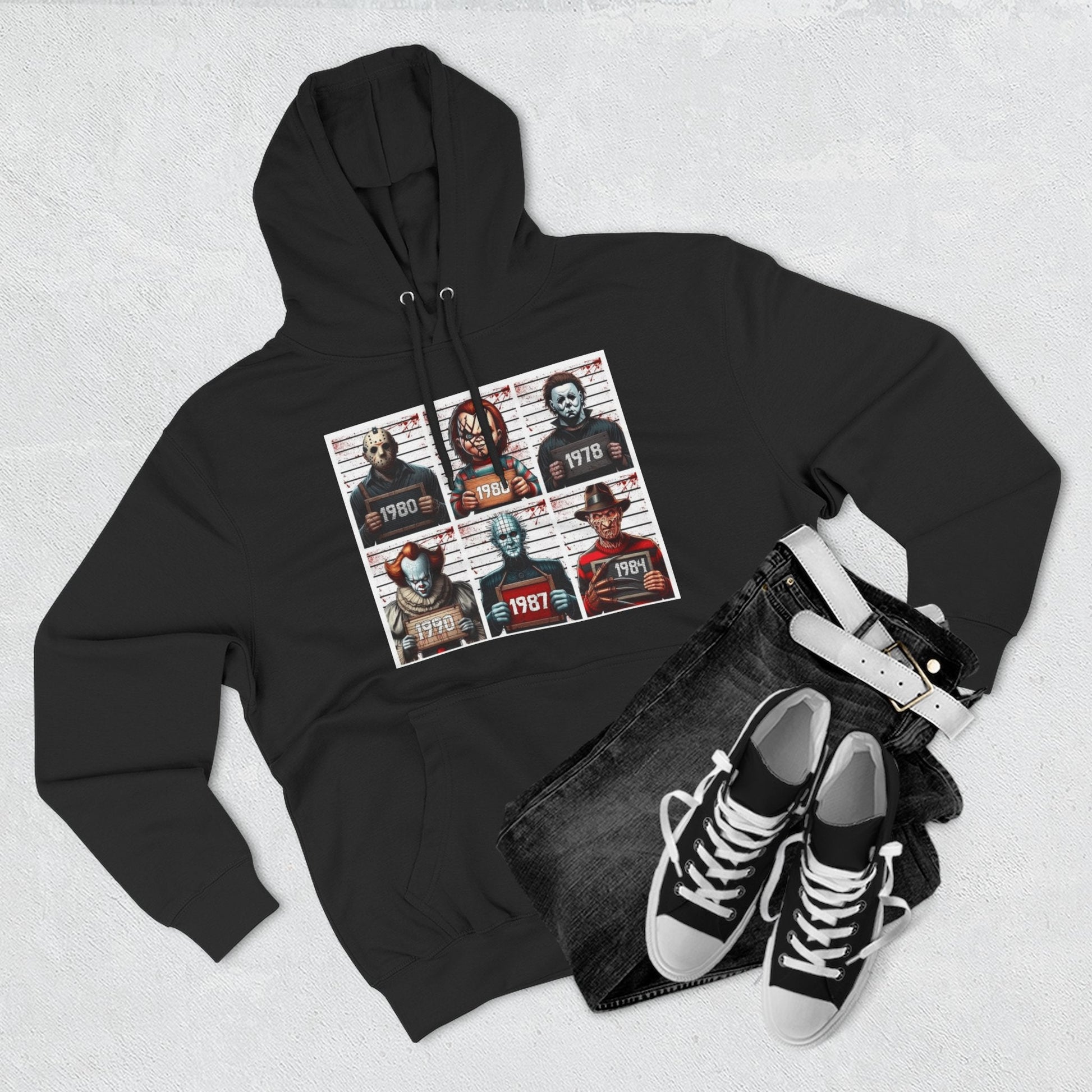 Spooky Vibes Only Halloween Sweater Retro Horror Movie Three - Panel Fleece Hoodie, Halloween Gift, Cozy Sweatshirt, Movie Lover Apparel, Vintage Movie Merchandise - Metamorphosis Creations