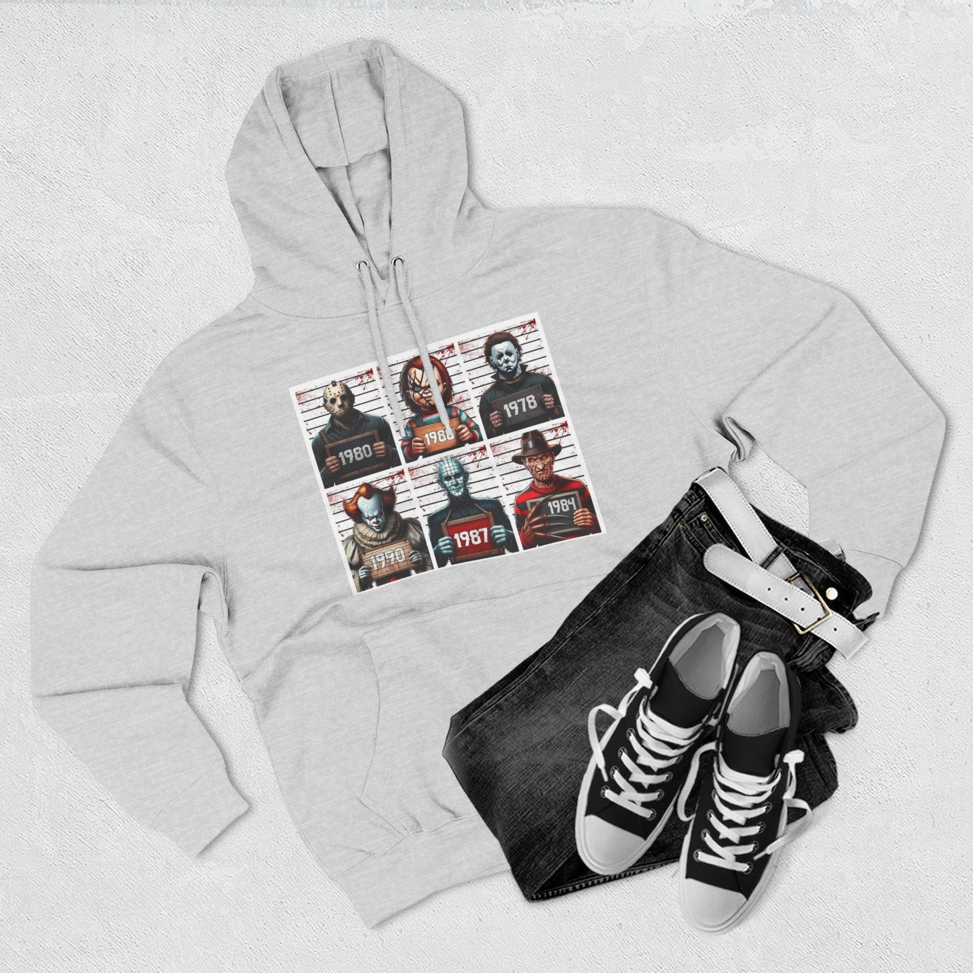 Spooky Vibes Only Halloween Sweater Retro Horror Movie Three - Panel Fleece Hoodie, Halloween Gift, Cozy Sweatshirt, Movie Lover Apparel, Vintage Movie Merchandise - Metamorphosis Creations