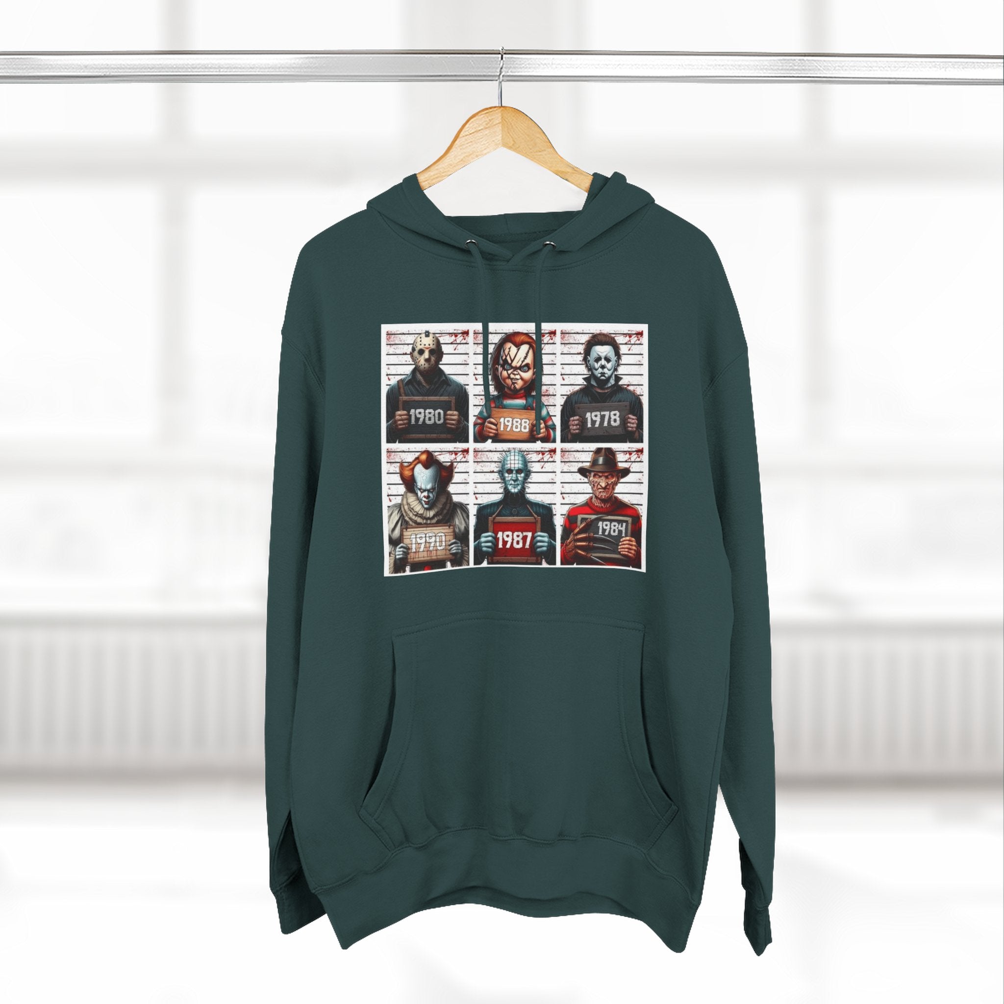 Spooky Vibes Only Halloween Sweater Retro Horror Movie Three - Panel Fleece Hoodie, Halloween Gift, Cozy Sweatshirt, Movie Lover Apparel, Vintage Movie Merchandise - Metamorphosis Creations