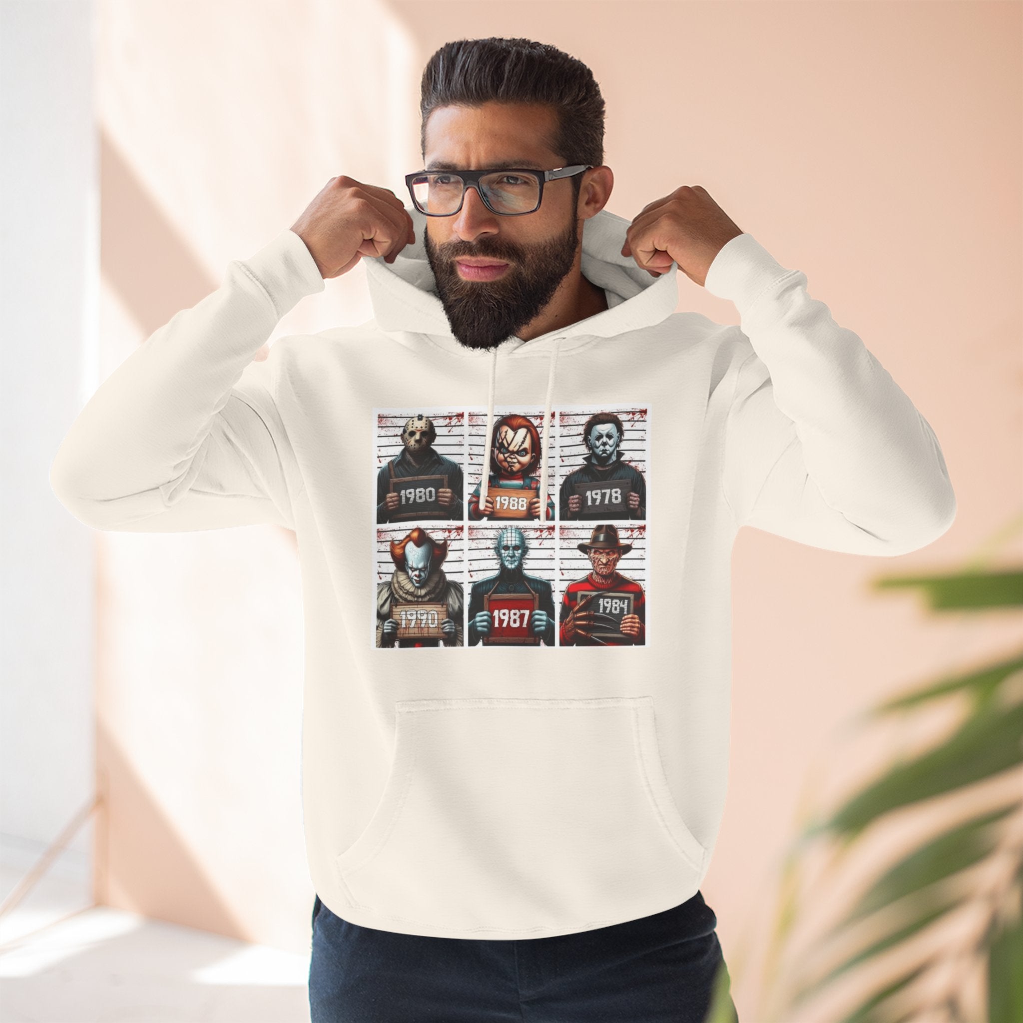 Spooky Vibes Only Halloween Sweater Retro Horror Movie Three - Panel Fleece Hoodie, Halloween Gift, Cozy Sweatshirt, Movie Lover Apparel, Vintage Movie Merchandise - Metamorphosis Creations