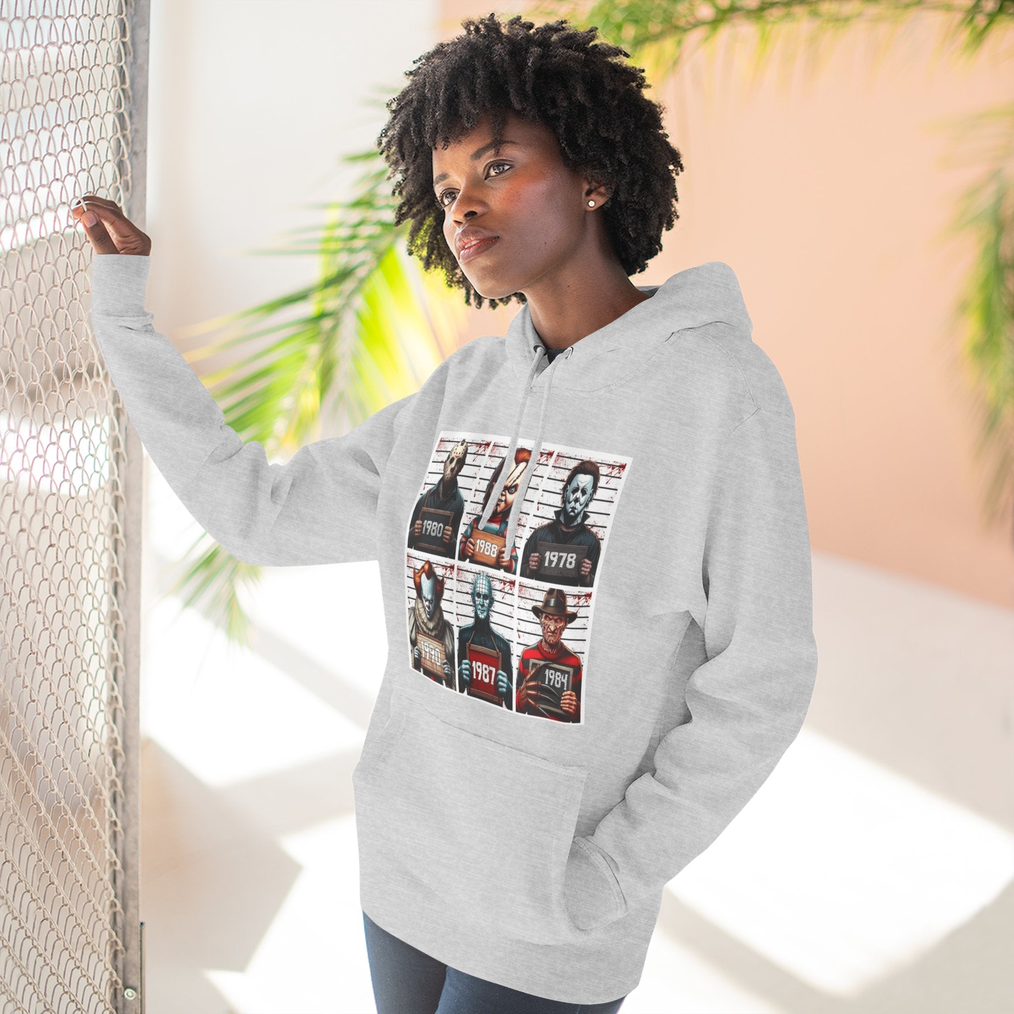 Spooky Vibes Only Halloween Sweater Retro Horror Movie Three - Panel Fleece Hoodie, Halloween Gift, Cozy Sweatshirt, Movie Lover Apparel, Vintage Movie Merchandise - Metamorphosis Creations
