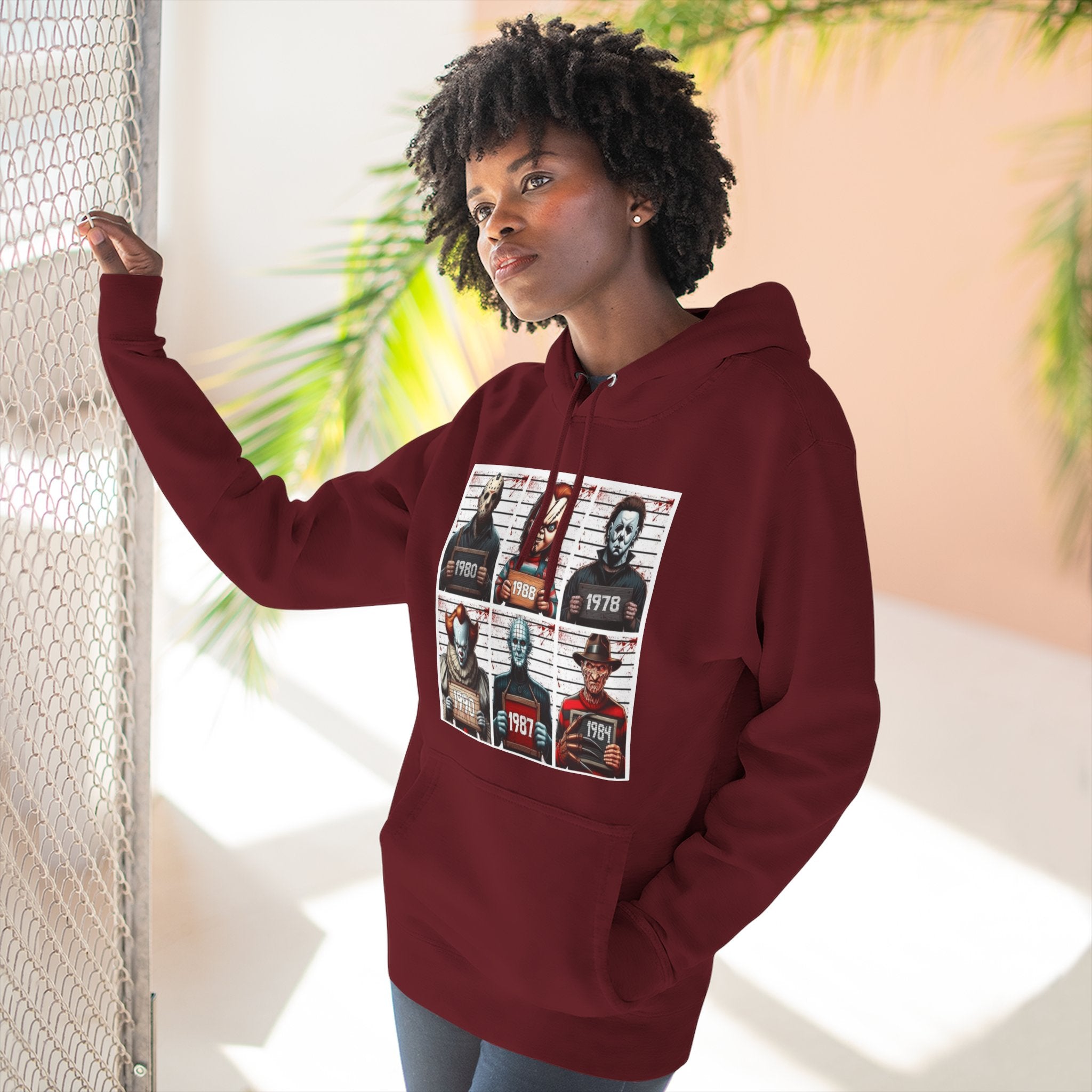 Spooky Vibes Only Halloween Sweater Retro Horror Movie Three - Panel Fleece Hoodie, Halloween Gift, Cozy Sweatshirt, Movie Lover Apparel, Vintage Movie Merchandise - Metamorphosis Creations