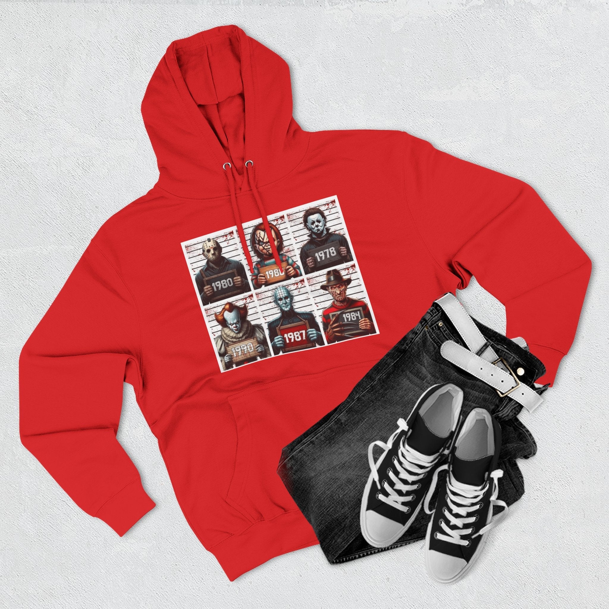 Spooky Vibes Only Halloween Sweater Retro Horror Movie Three - Panel Fleece Hoodie, Halloween Gift, Cozy Sweatshirt, Movie Lover Apparel, Vintage Movie Merchandise - Metamorphosis Creations