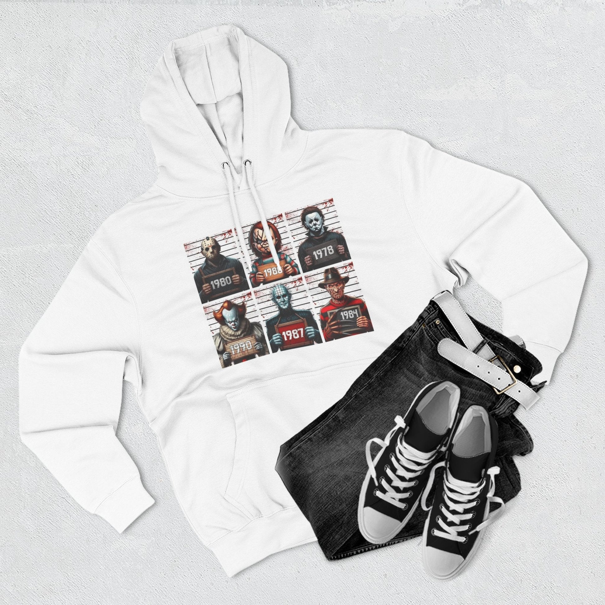 Spooky Vibes Only Halloween Sweater Retro Horror Movie Three - Panel Fleece Hoodie, Halloween Gift, Cozy Sweatshirt, Movie Lover Apparel, Vintage Movie Merchandise - Metamorphosis Creations
