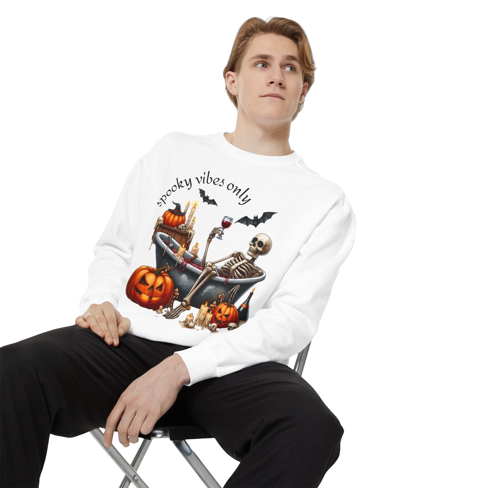Spooky Vibes Only Sweatshirt, Halloween Sweatshirt, Unisex Fall Apparel, Cozy Trick or Treat Sweatshirt, Comfortable Halloween Gift, [...] - Metamorphosis Creations