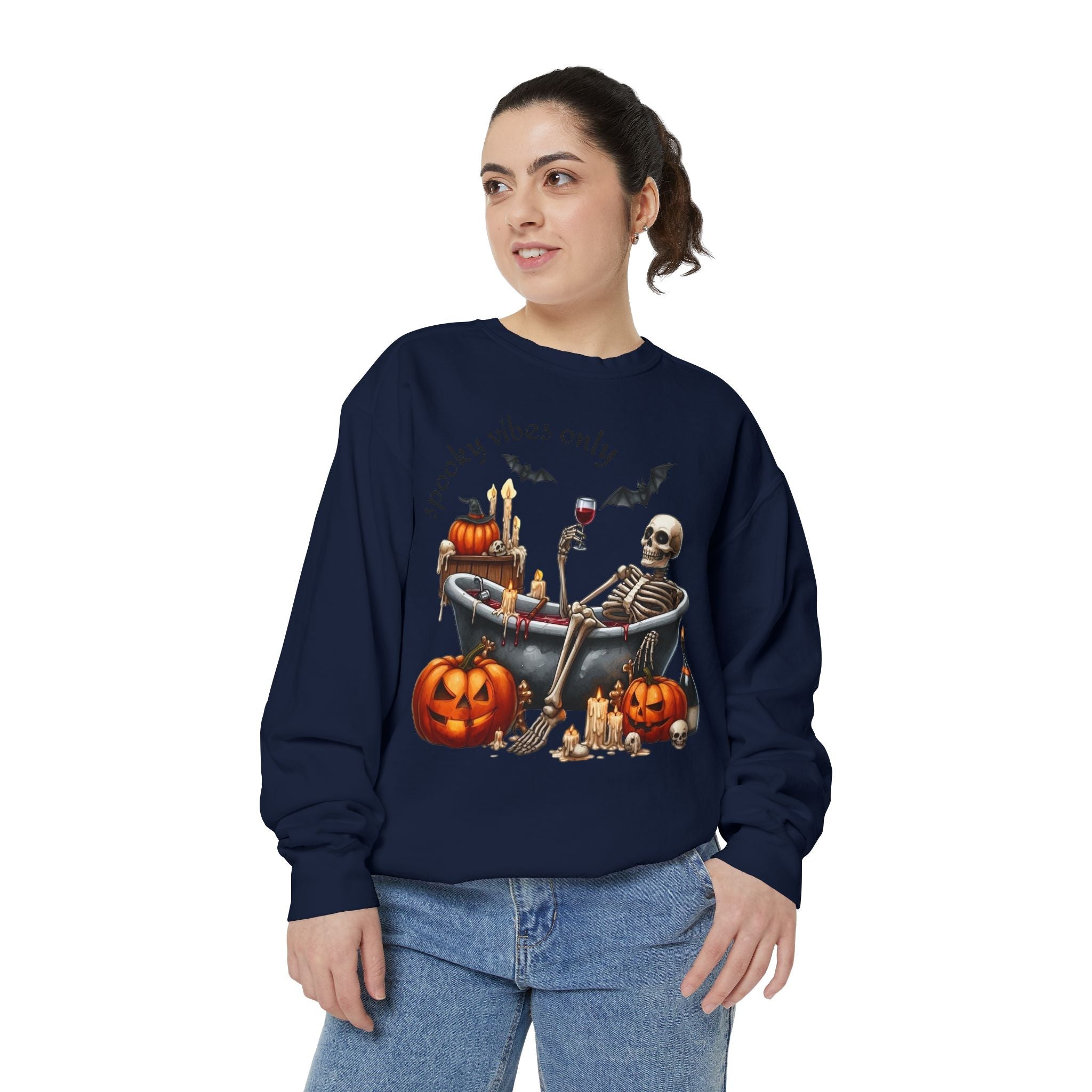 Spooky Vibes Only Sweatshirt, Halloween Sweatshirt, Unisex Fall Apparel, Cozy Trick or Treat Sweatshirt, Comfortable Halloween Gift, [...] - Metamorphosis Creations