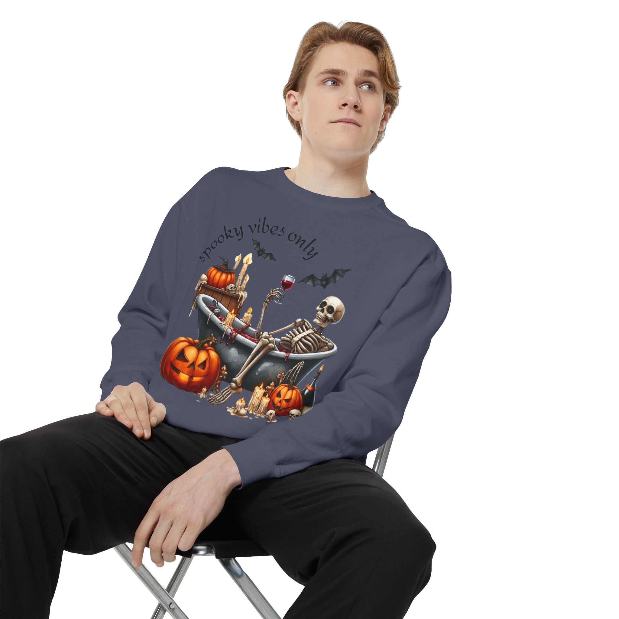 Spooky Vibes Only Sweatshirt, Halloween Sweatshirt, Unisex Fall Apparel, Cozy Trick or Treat Sweatshirt, Comfortable Halloween Gift, [...] - Metamorphosis Creations