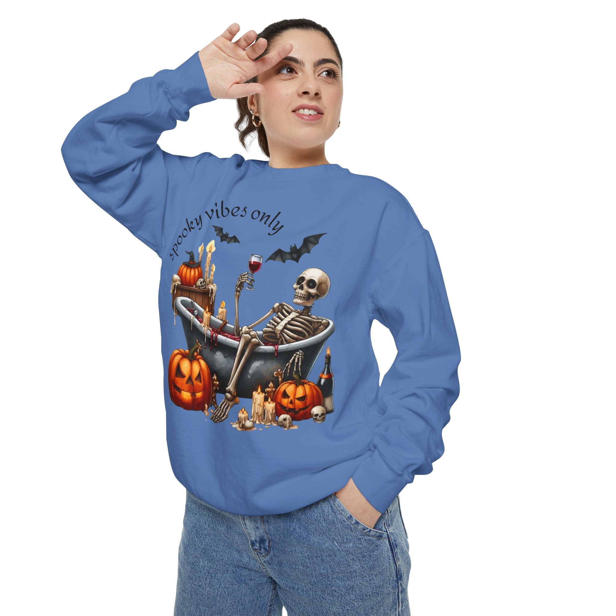 Spooky Vibes Only Sweatshirt, Halloween Sweatshirt, Unisex Fall Apparel, Cozy Trick or Treat Sweatshirt, Comfortable Halloween Gift, [...] - Metamorphosis Creations
