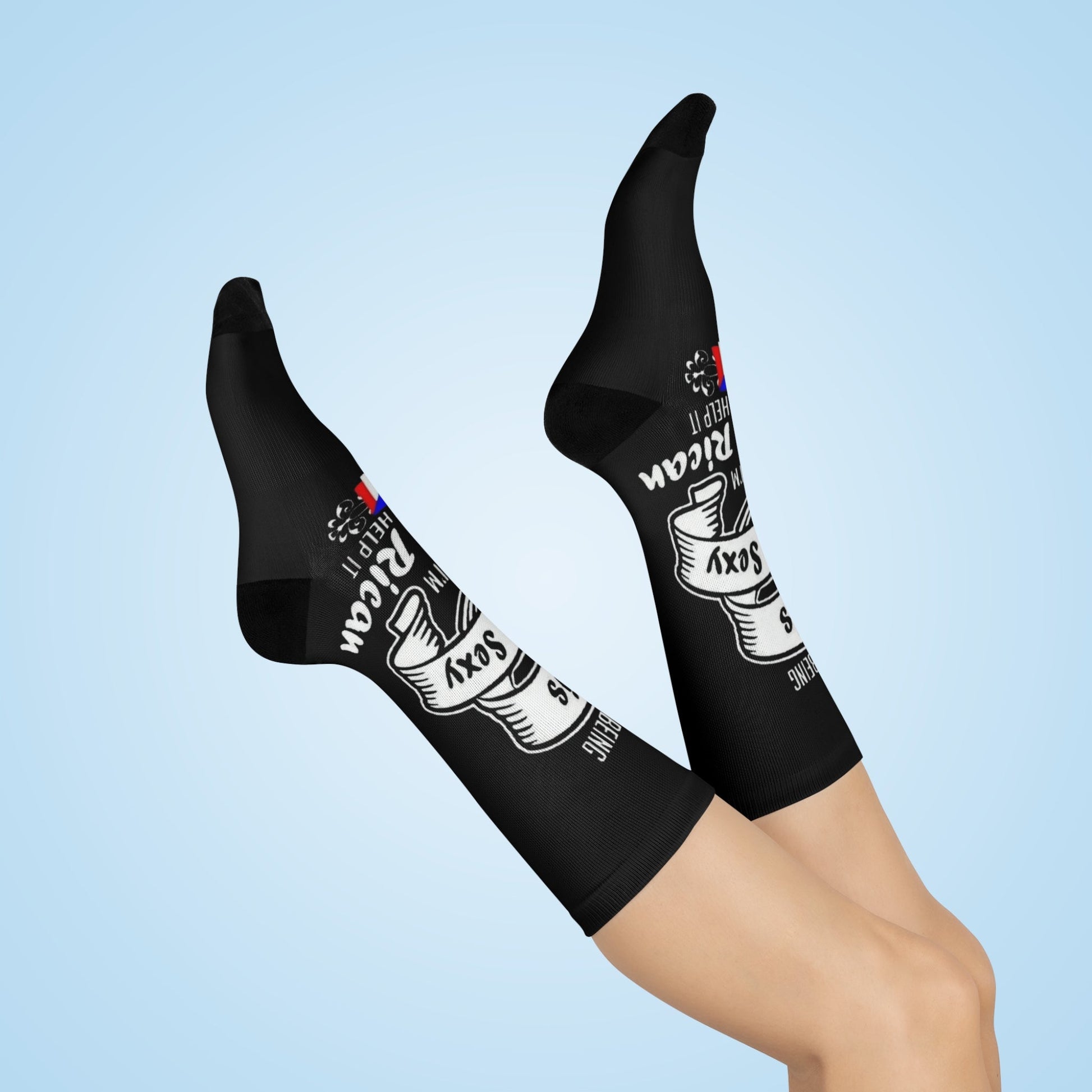 Step with Pride – From La Isla to NYC Cushioned Crew Socks - Funny Puerto Rican Gift, Cozy Everyday Wear, Perfect for Birthdays, Celebrations, or Just Because! - Metamorphosis Creations