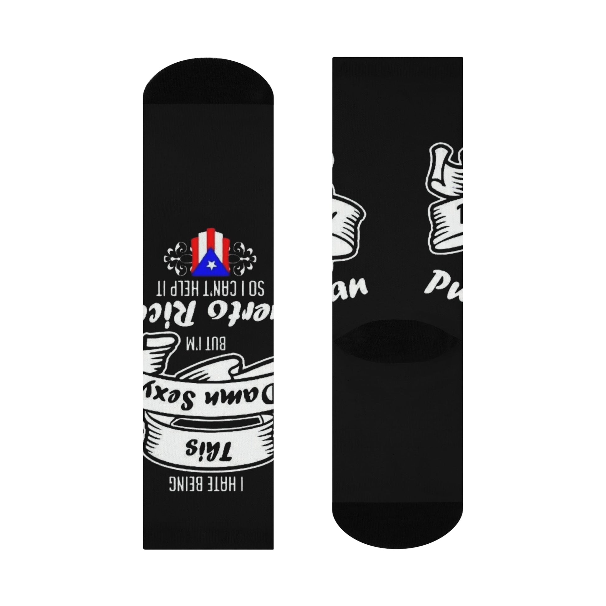 Step with Pride – From La Isla to NYC Cushioned Crew Socks - Funny Puerto Rican Gift, Cozy Everyday Wear, Perfect for Birthdays, Celebrations, or Just Because! - Metamorphosis Creations