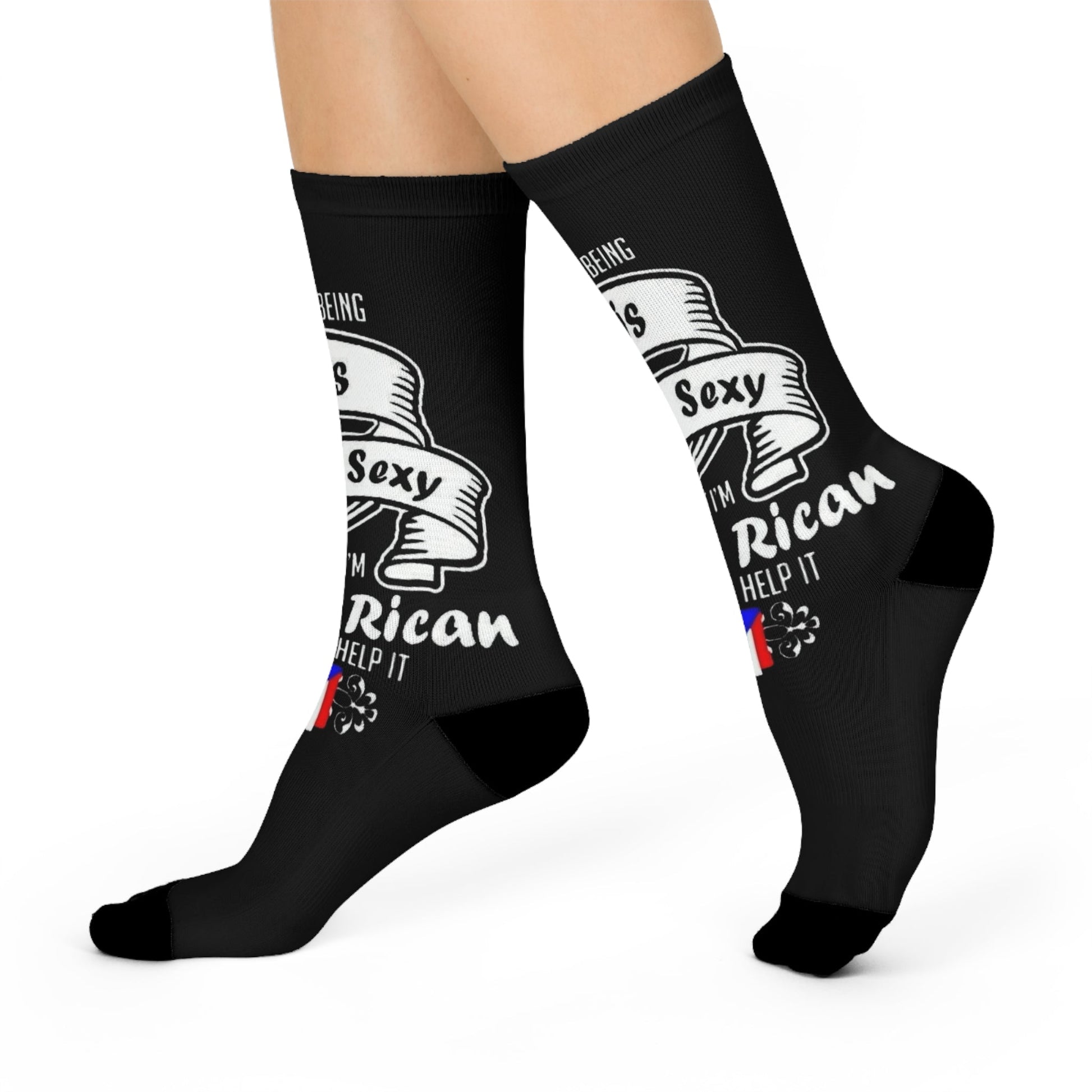 Step with Pride – From La Isla to NYC Cushioned Crew Socks - Funny Puerto Rican Gift, Cozy Everyday Wear, Perfect for Birthdays, Celebrations, or Just Because! - Metamorphosis Creations