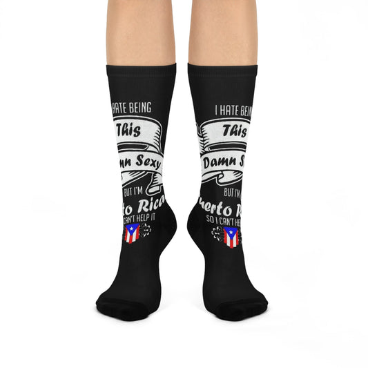 Step with Pride – From La Isla to NYC Cushioned Crew Socks - Funny Puerto Rican Gift, Cozy Everyday Wear, Perfect for Birthdays, Celebrations, or Just Because! - Metamorphosis Creations