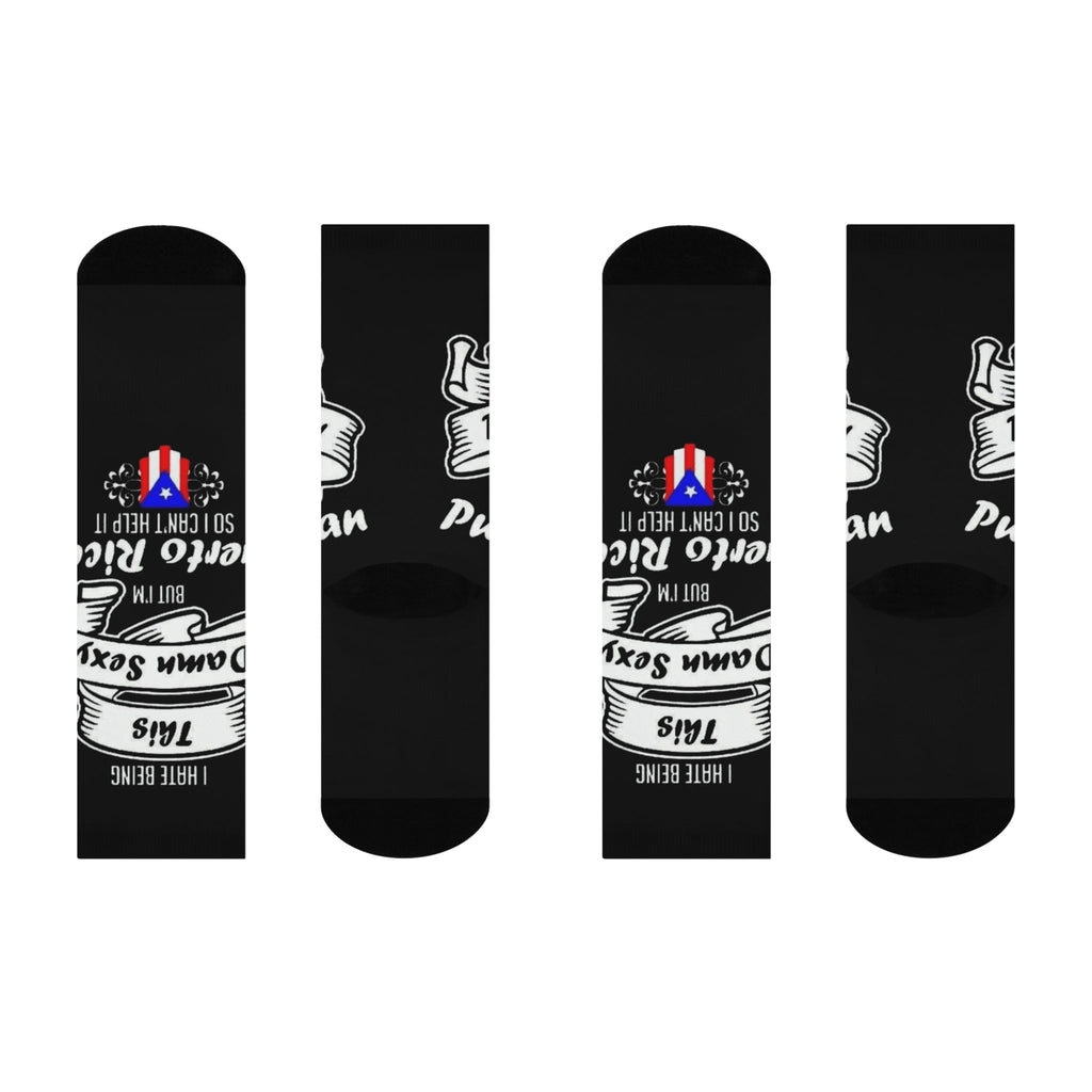 Step with Pride – From La Isla to NYC Cushioned Crew Socks - Funny Puerto Rican Gift, Cozy Everyday Wear, Perfect for Birthdays, Celebrations, or Just Because! - Metamorphosis Creations