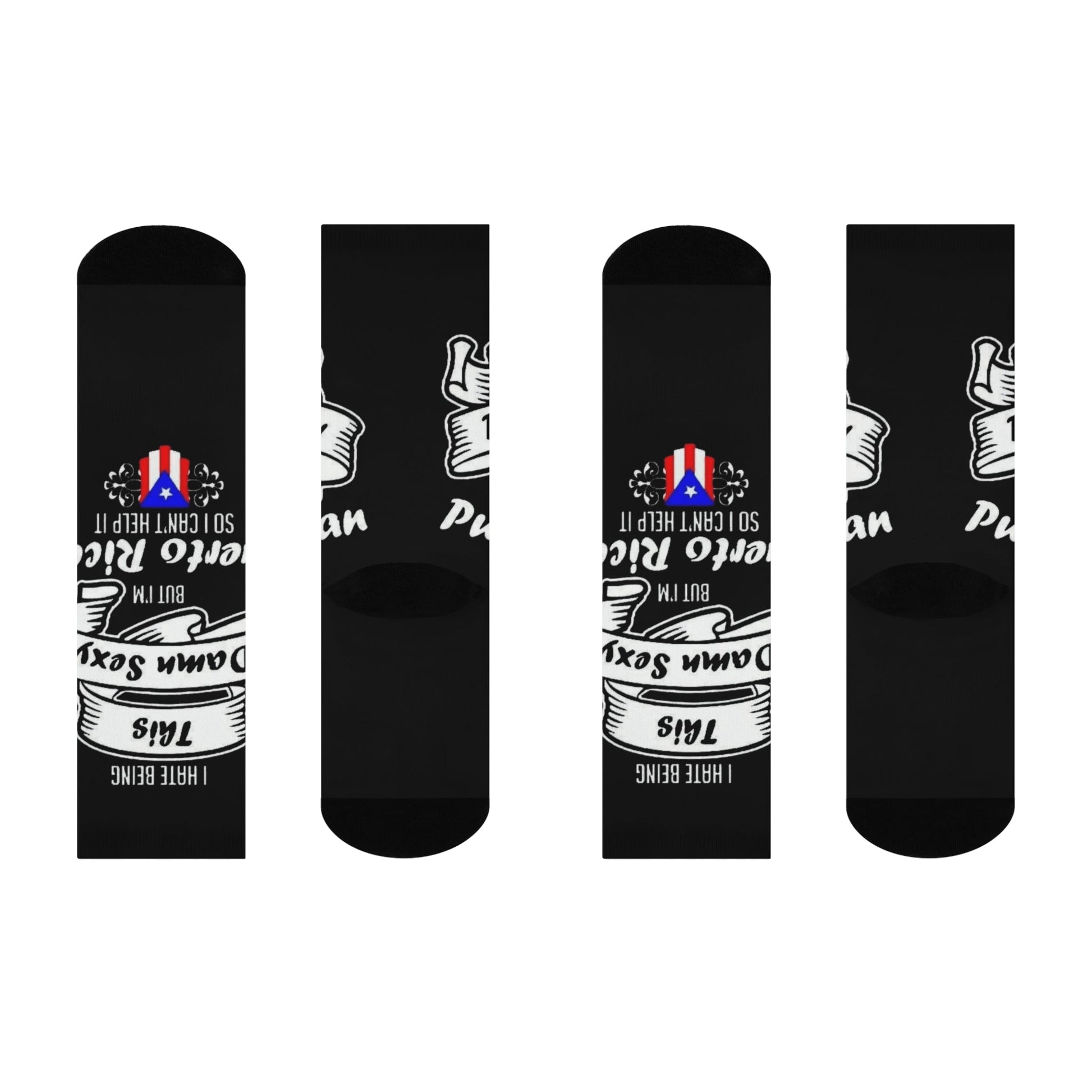 Step with Pride – From La Isla to NYC Cushioned Crew Socks - Funny Puerto Rican Gift, Cozy Everyday Wear, Perfect for Birthdays, Celebrations, or Just Because! - Metamorphosis Creations