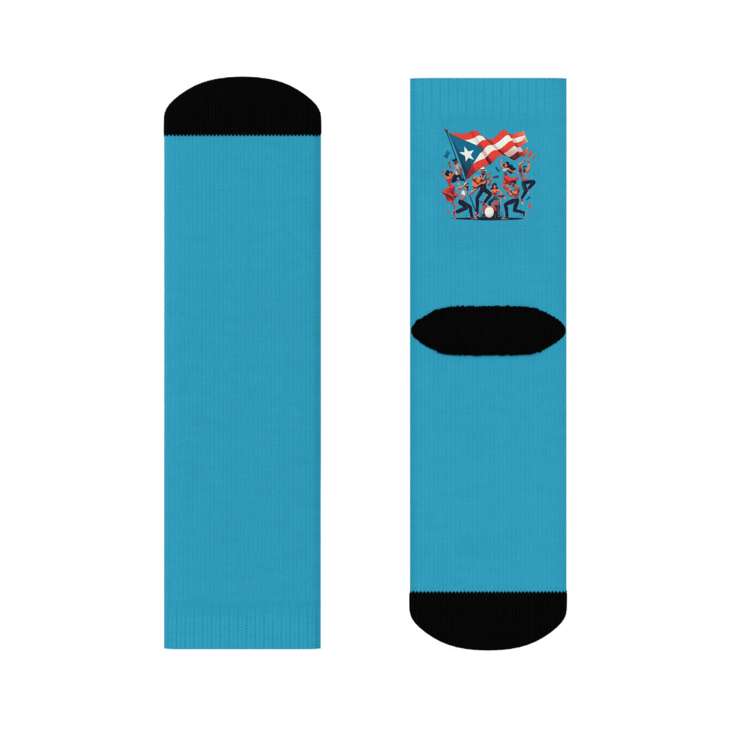 Step with Pride – From La Isla to NYC Patriotic Crew Socks for Special Occasions, Comfortable Socks, Casual Wear, Unique Fashion Accessory - Metamorphosis Creations