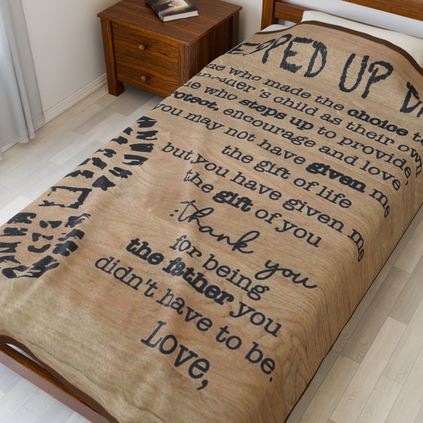 Stepped Up Dad Velveteen Plush Blanket - Cozy Gift for Father's Day, Dad's Birthday, or Any Occasion, Meaningful Keepsake, Soft Throw - Metamorphosis Creations