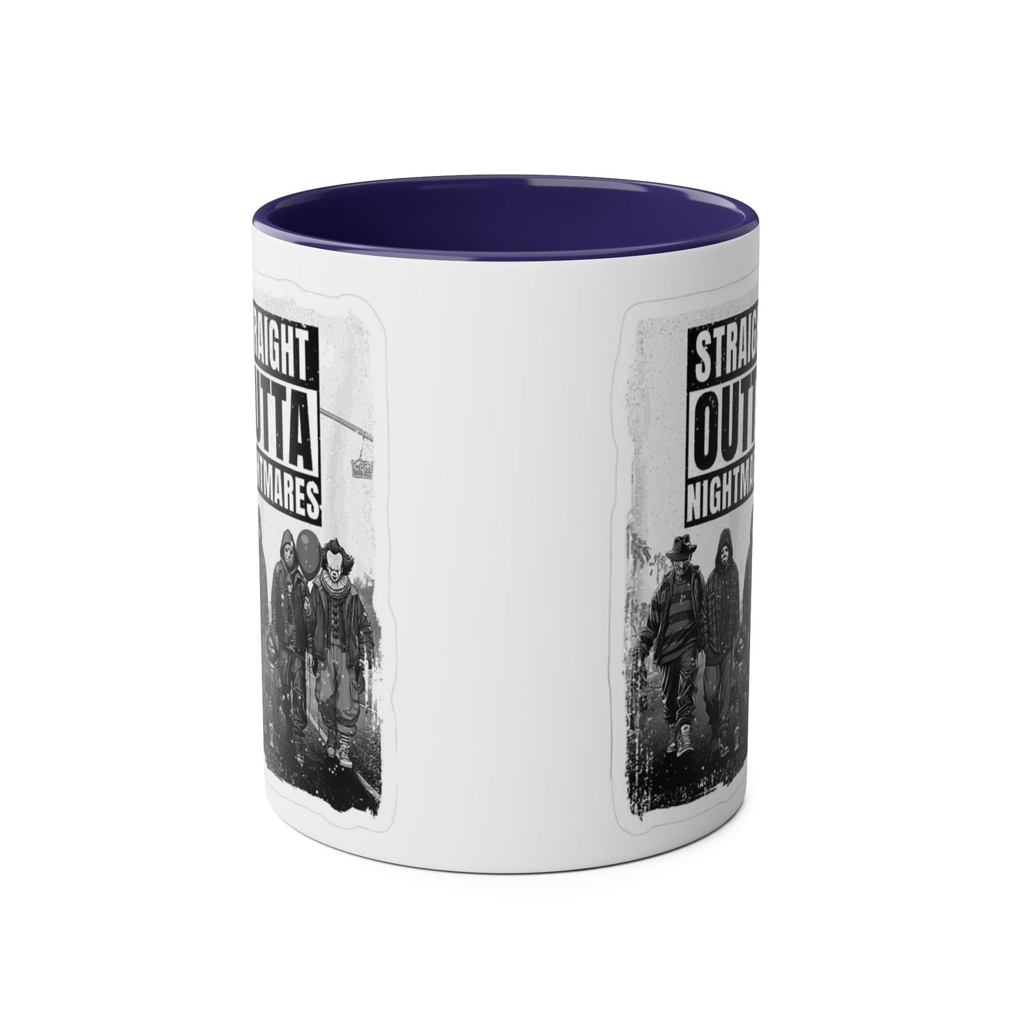 Straight Outta Nightmares Two - Tone Coffee Mug, Unique Gift for Halloween, Fun Office Decor, Red Handle Mug, Collectible Coffee Cup - Metamorphosis Creations