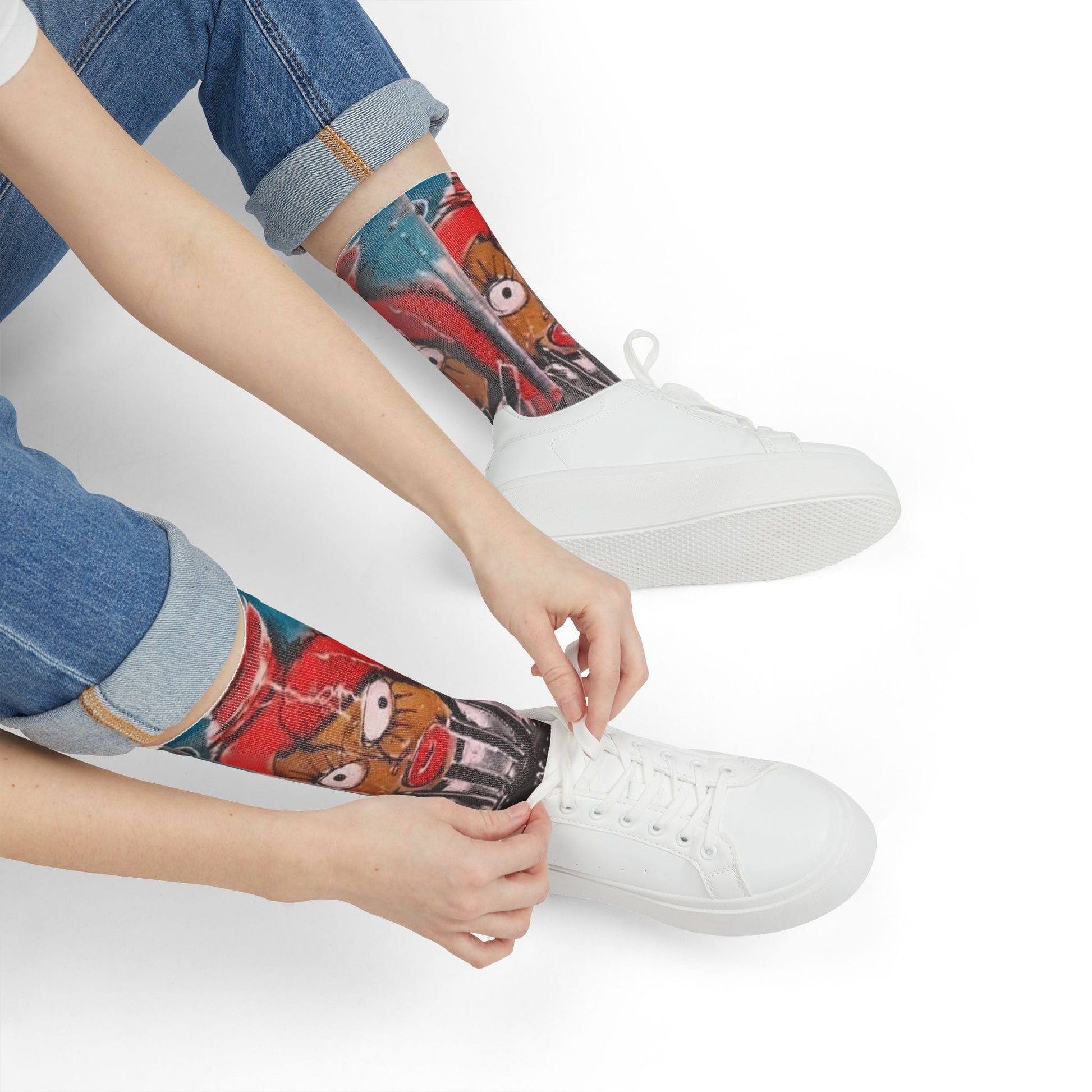 ✨ Style meets soul — right down to your toes. Vibrant Art Crew Socks, Colorful Graphic Socks, Unique Street Art Fashion, Perfect Gift for Art Lovers, Casual Everyday Wear, Trendy [...] - Metamorphosis Creations