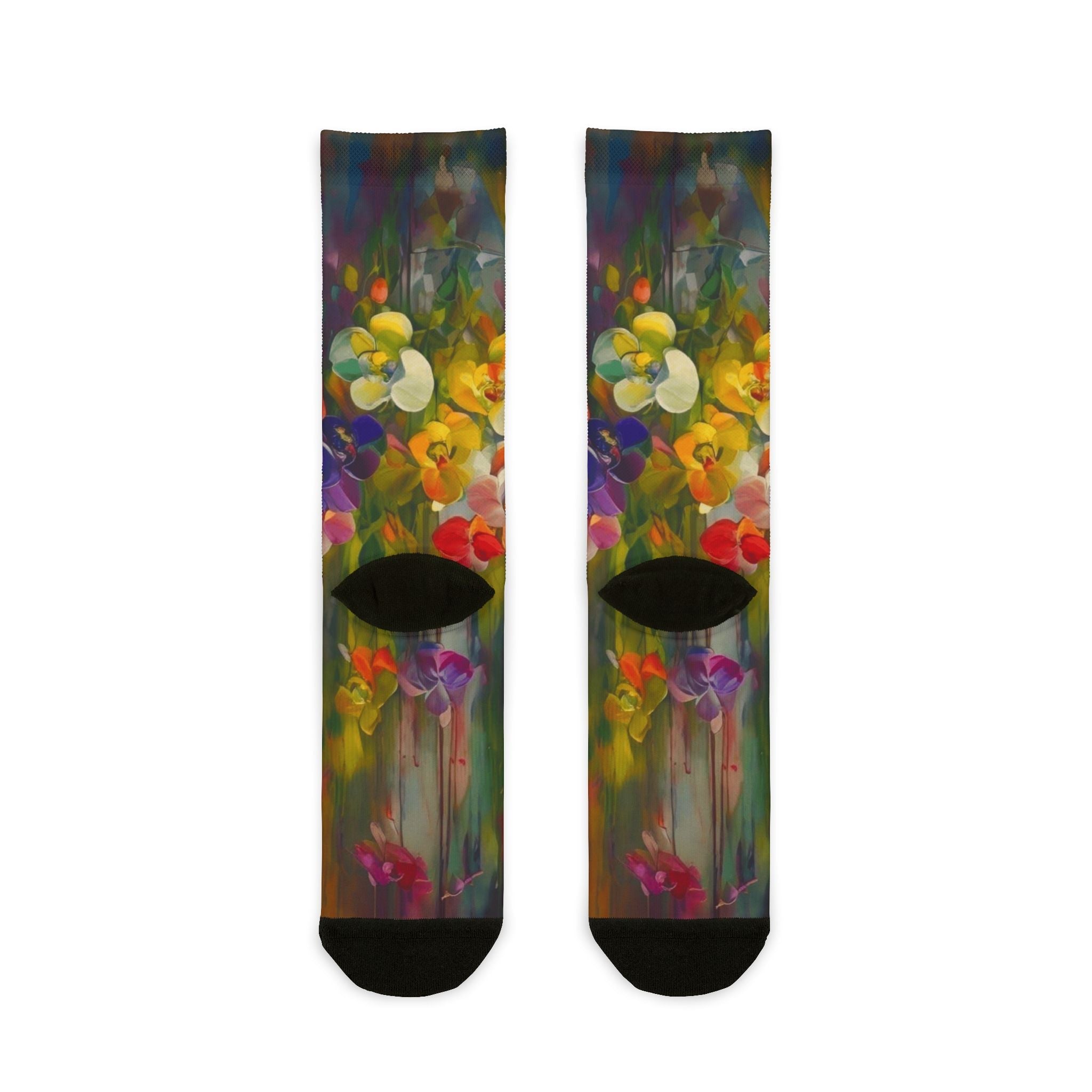 ✨ Style meets soul — right down to your toes. Vibrant Floral Sublimation Crew Socks | Colorful Gift for Nature Lovers | Perfect for Spring Celebrations, Everyday Wear, or Cozy Nights - Metamorphosis Creations