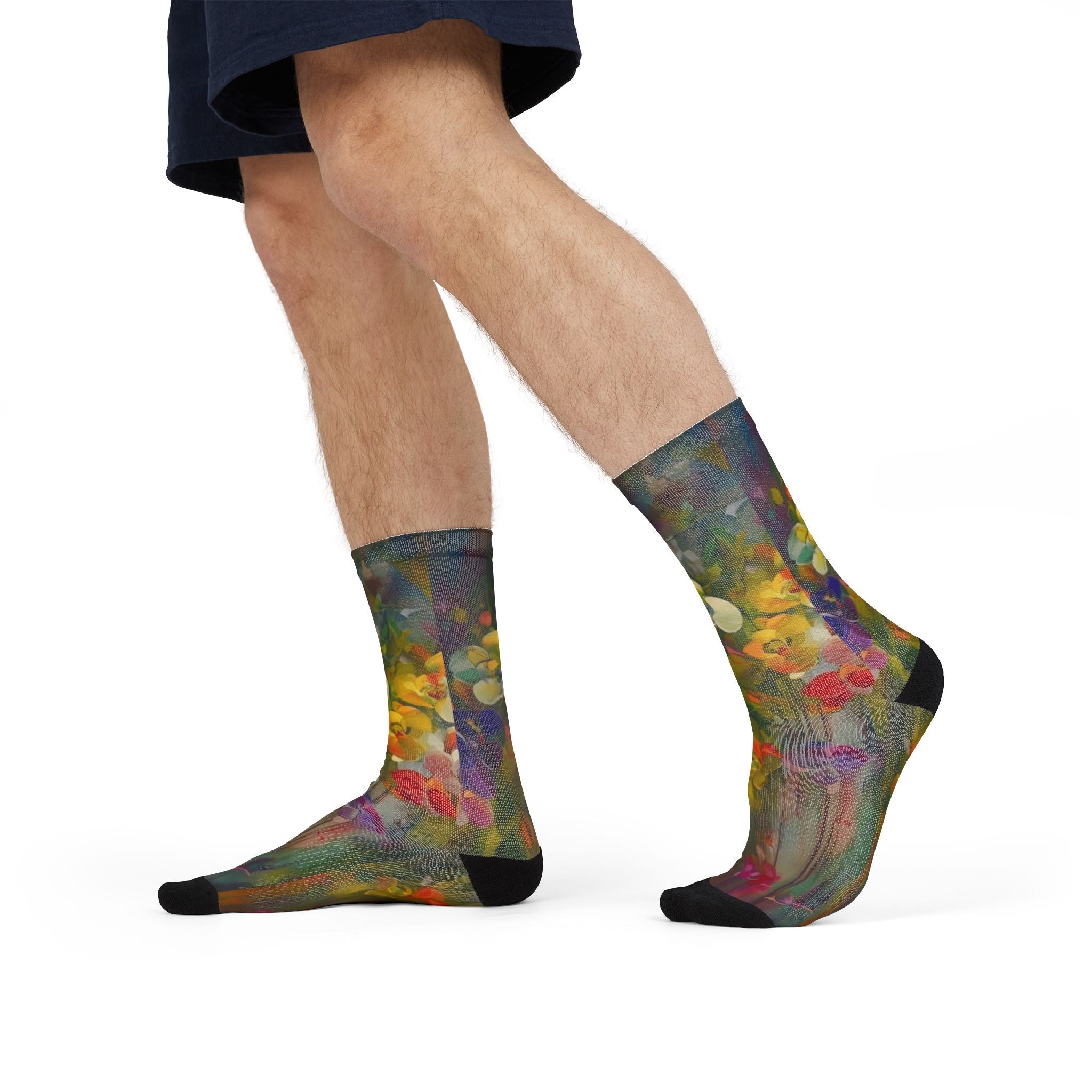 ✨ Style meets soul — right down to your toes. Vibrant Floral Sublimation Crew Socks | Colorful Gift for Nature Lovers | Perfect for Spring Celebrations, Everyday Wear, or Cozy Nights - Metamorphosis Creations