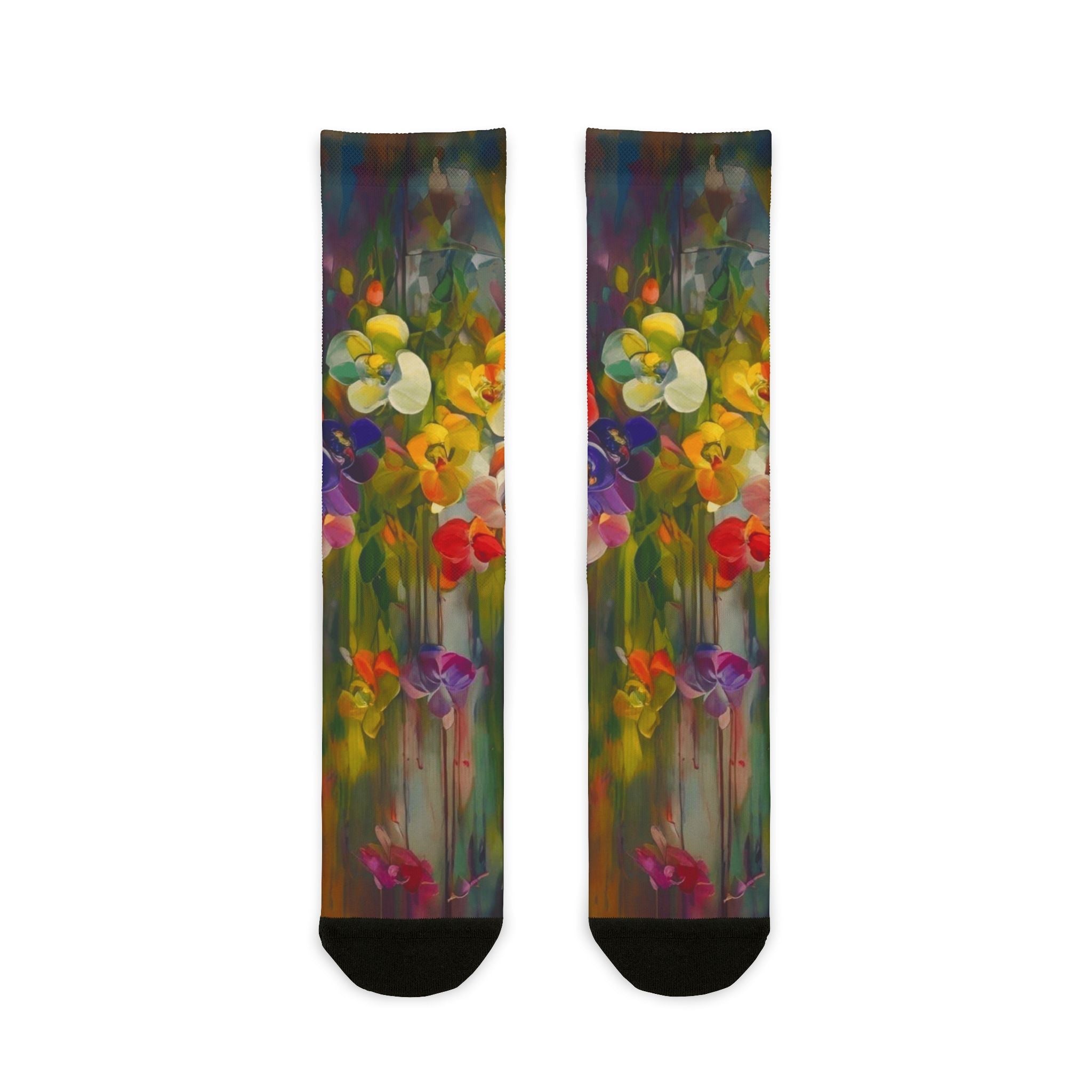 ✨ Style meets soul — right down to your toes. Vibrant Floral Sublimation Crew Socks | Colorful Gift for Nature Lovers | Perfect for Spring Celebrations, Everyday Wear, or Cozy Nights - Metamorphosis Creations