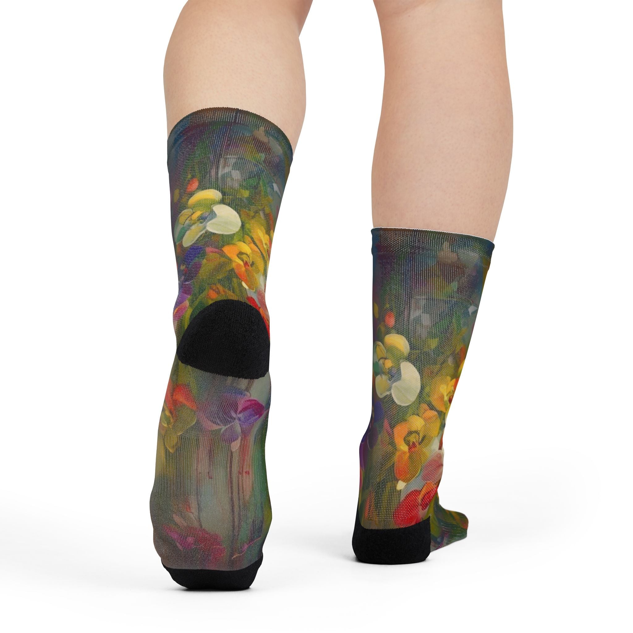 ✨ Style meets soul — right down to your toes. Vibrant Floral Sublimation Crew Socks | Colorful Gift for Nature Lovers | Perfect for Spring Celebrations, Everyday Wear, or Cozy Nights - Metamorphosis Creations