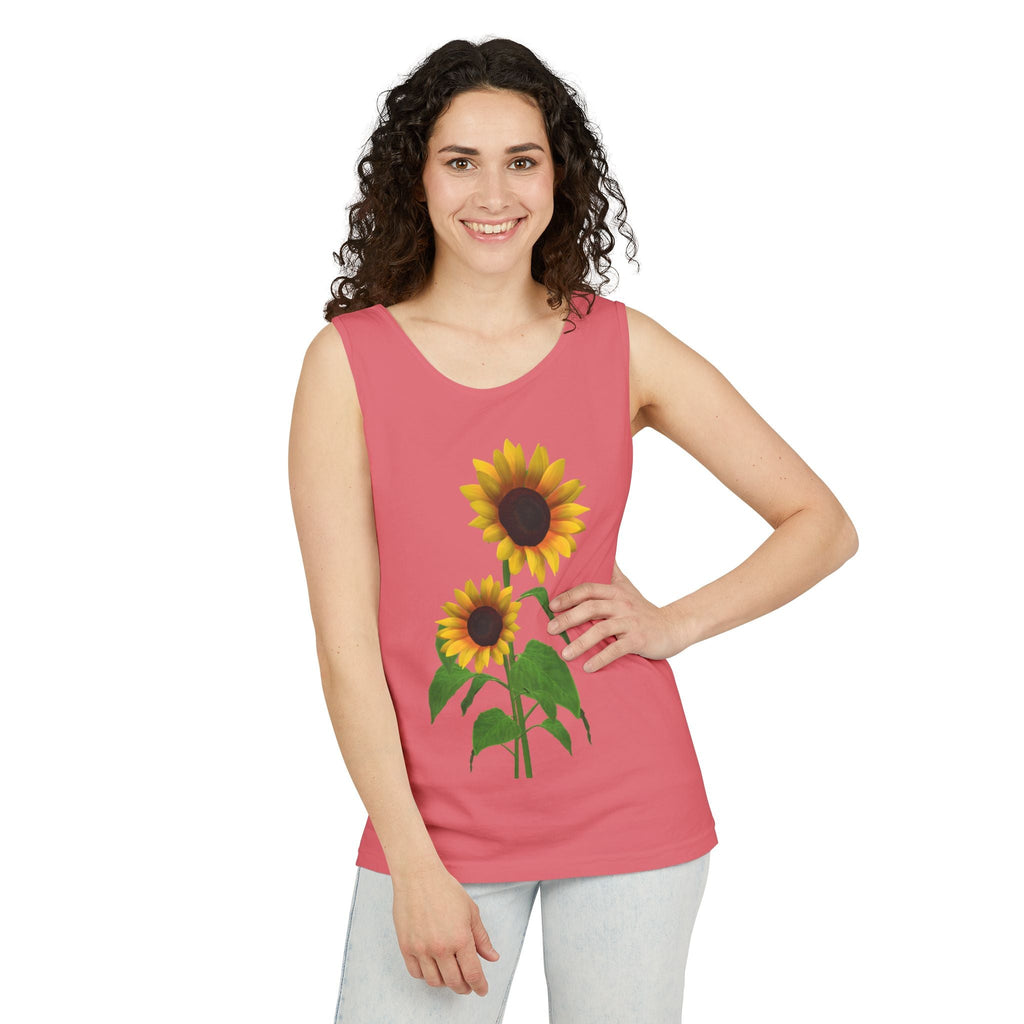 Sunflower Unisex Tank Top - Relaxed Summer Wear, Gift for Garden Lovers, Casual Beach Vibes, Perfect for Spring Celebrations, Gift Idea - Metamorphosis Creations