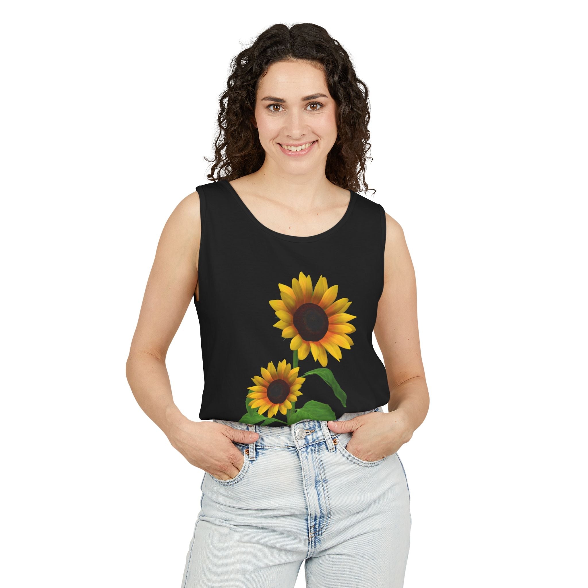 Sunflower Unisex Tank Top - Relaxed Summer Wear, Gift for Garden Lovers, Casual Beach Vibes, Perfect for Spring Celebrations, Gift Idea - Metamorphosis Creations