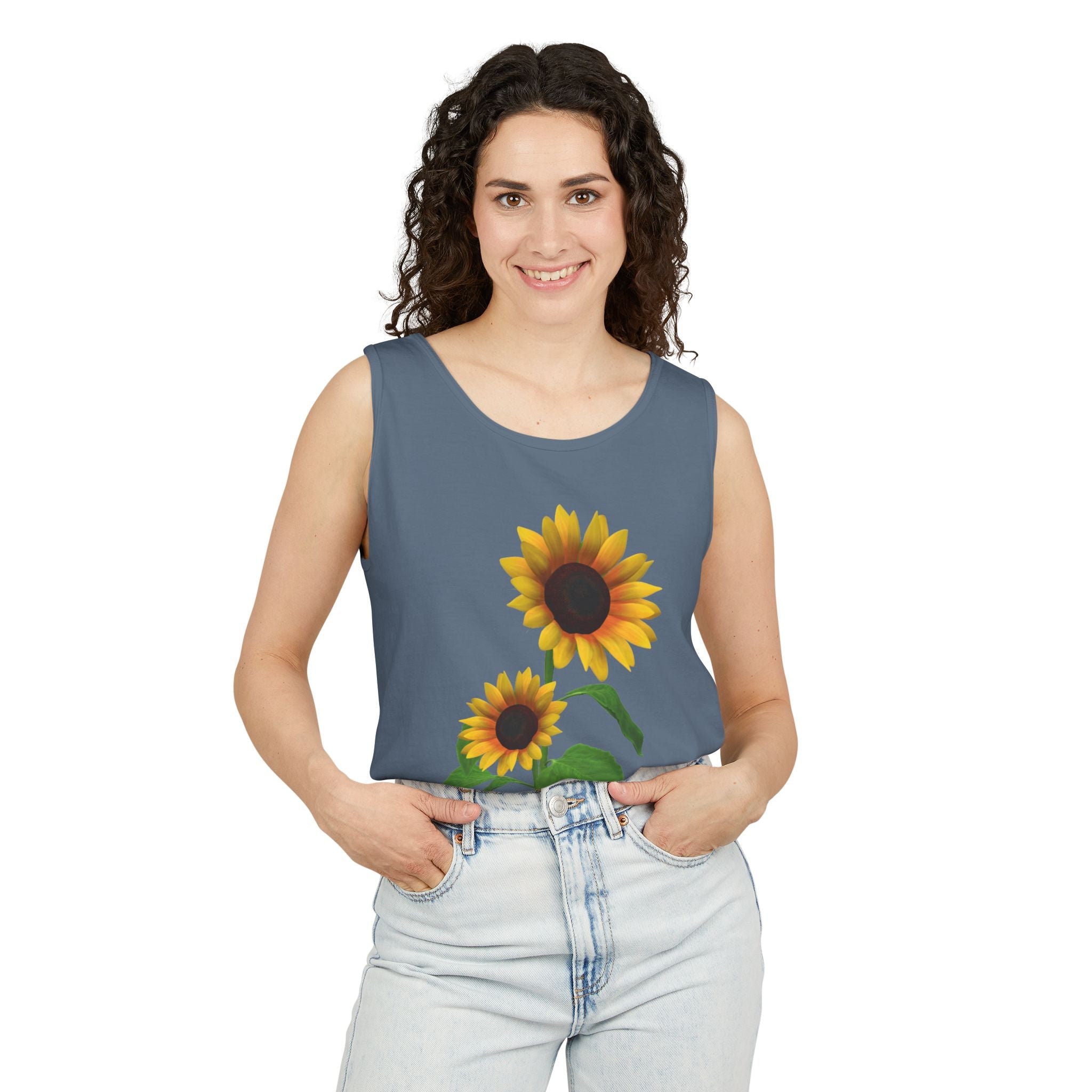 Sunflower Unisex Tank Top - Relaxed Summer Wear, Gift for Garden Lovers, Casual Beach Vibes, Perfect for Spring Celebrations, Gift Idea - Metamorphosis Creations