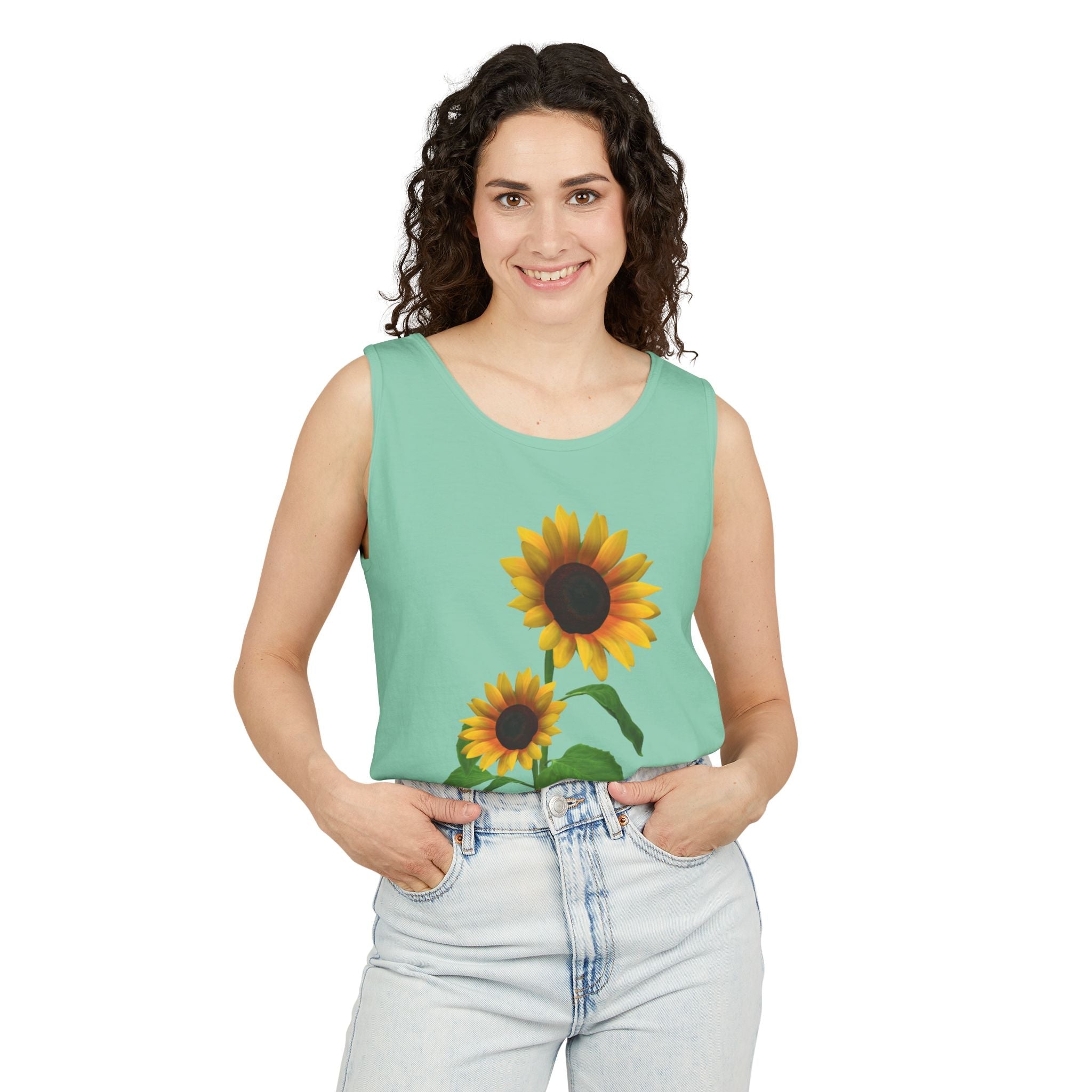 Sunflower Unisex Tank Top - Relaxed Summer Wear, Gift for Garden Lovers, Casual Beach Vibes, Perfect for Spring Celebrations, Gift Idea - Metamorphosis Creations