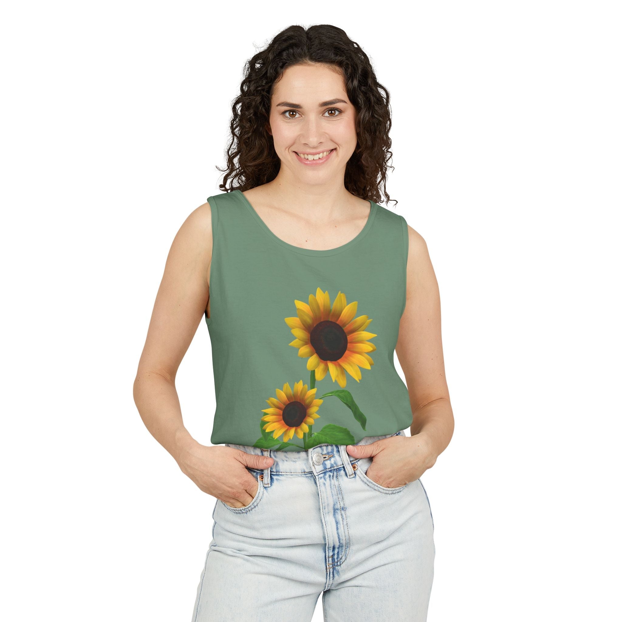 Sunflower Unisex Tank Top - Relaxed Summer Wear, Gift for Garden Lovers, Casual Beach Vibes, Perfect for Spring Celebrations, Gift Idea - Metamorphosis Creations