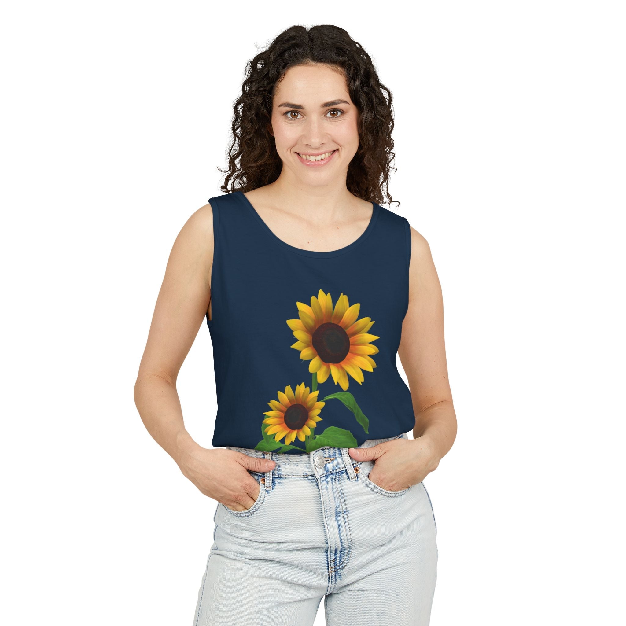 Sunflower Unisex Tank Top - Relaxed Summer Wear, Gift for Garden Lovers, Casual Beach Vibes, Perfect for Spring Celebrations, Gift Idea - Metamorphosis Creations