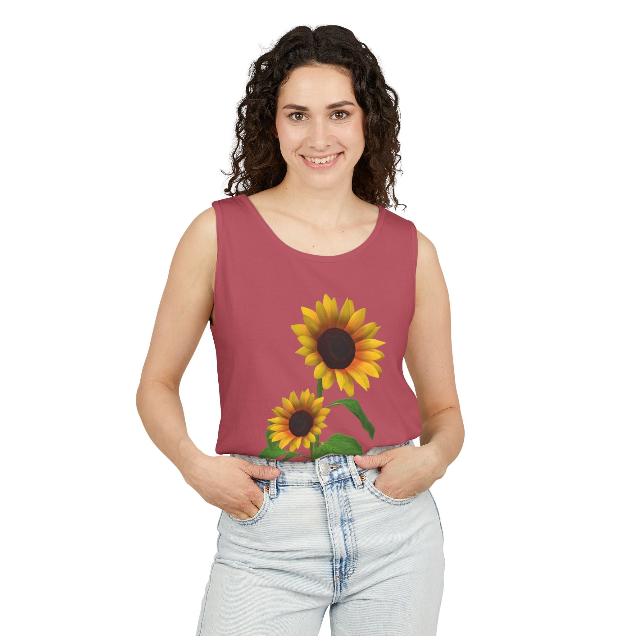 Sunflower Unisex Tank Top - Relaxed Summer Wear, Gift for Garden Lovers, Casual Beach Vibes, Perfect for Spring Celebrations, Gift Idea - Metamorphosis Creations