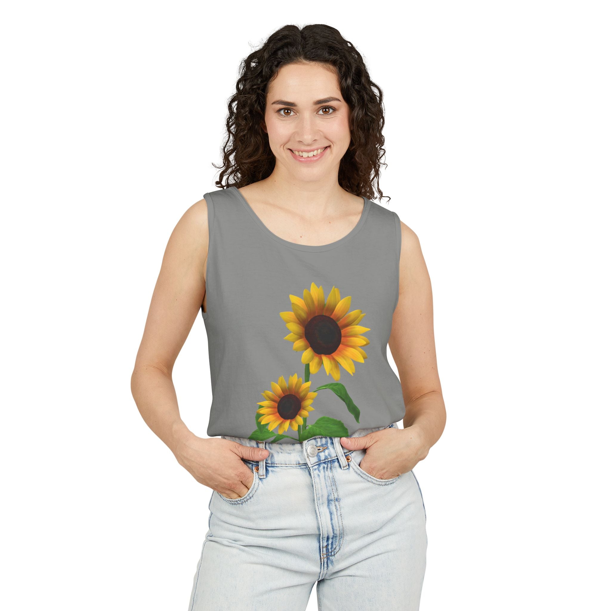 Sunflower Unisex Tank Top - Relaxed Summer Wear, Gift for Garden Lovers, Casual Beach Vibes, Perfect for Spring Celebrations, Gift Idea - Metamorphosis Creations