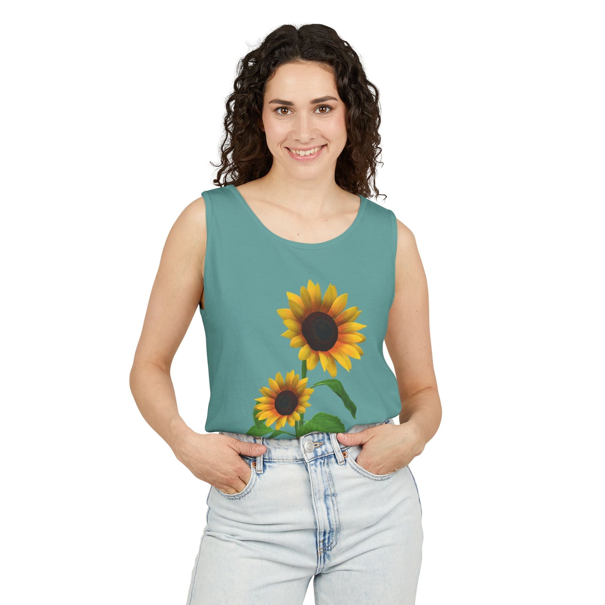 Sunflower Unisex Tank Top - Relaxed Summer Wear, Gift for Garden Lovers, Casual Beach Vibes, Perfect for Spring Celebrations, Gift Idea - Metamorphosis Creations