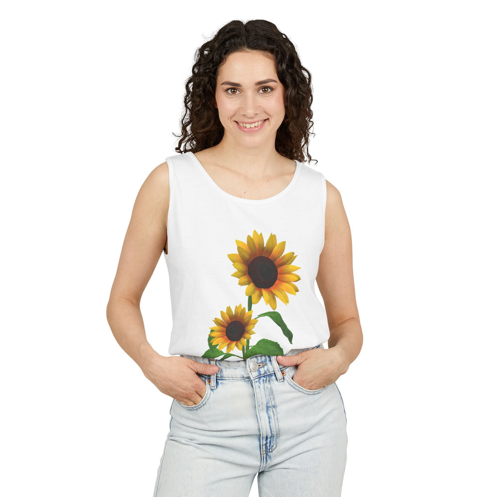 Sunflower Unisex Tank Top - Relaxed Summer Wear, Gift for Garden Lovers, Casual Beach Vibes, Perfect for Spring Celebrations, Gift Idea - Metamorphosis Creations