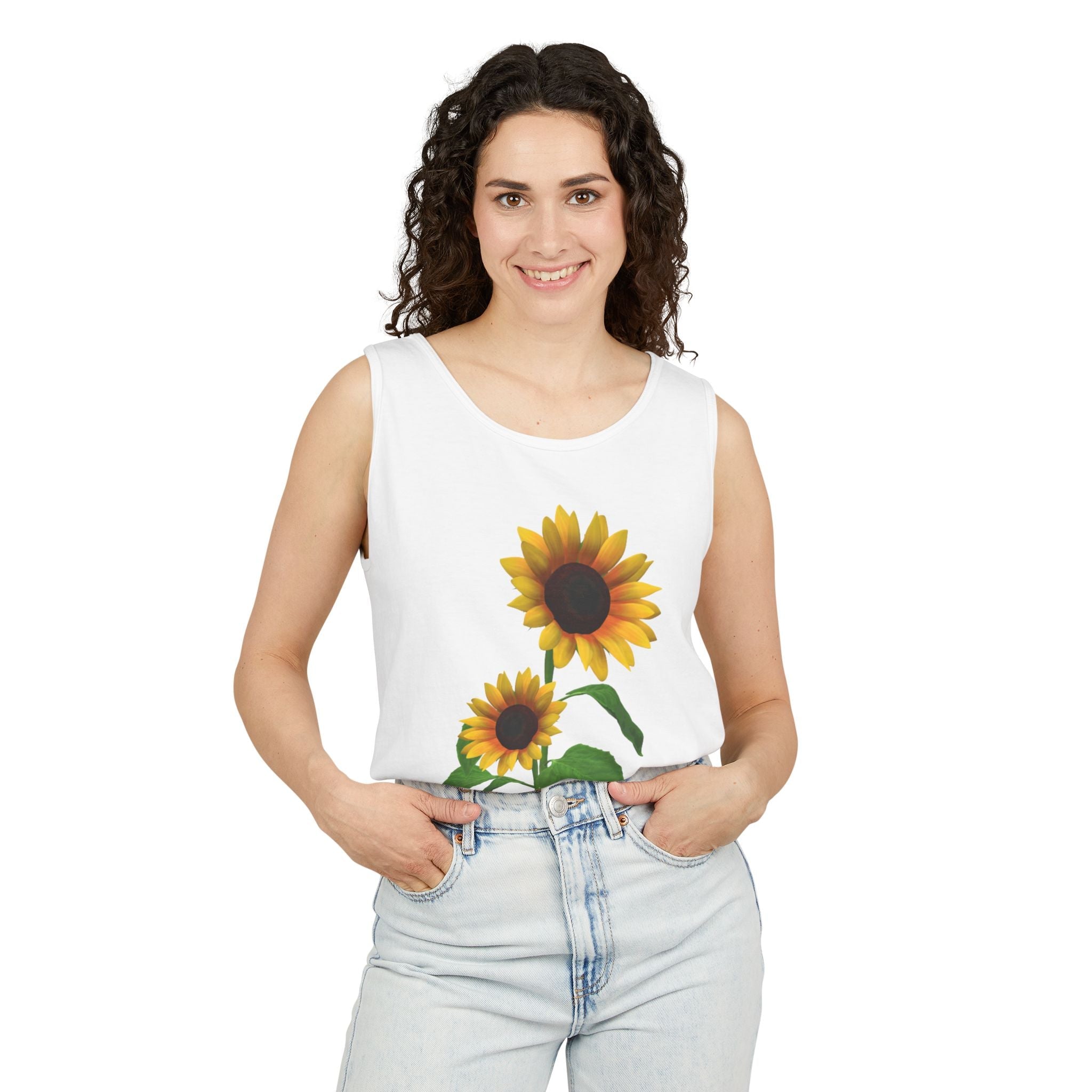 Sunflower Unisex Tank Top - Relaxed Summer Wear, Gift for Garden Lovers, Casual Beach Vibes, Perfect for Spring Celebrations, Gift Idea - Metamorphosis Creations
