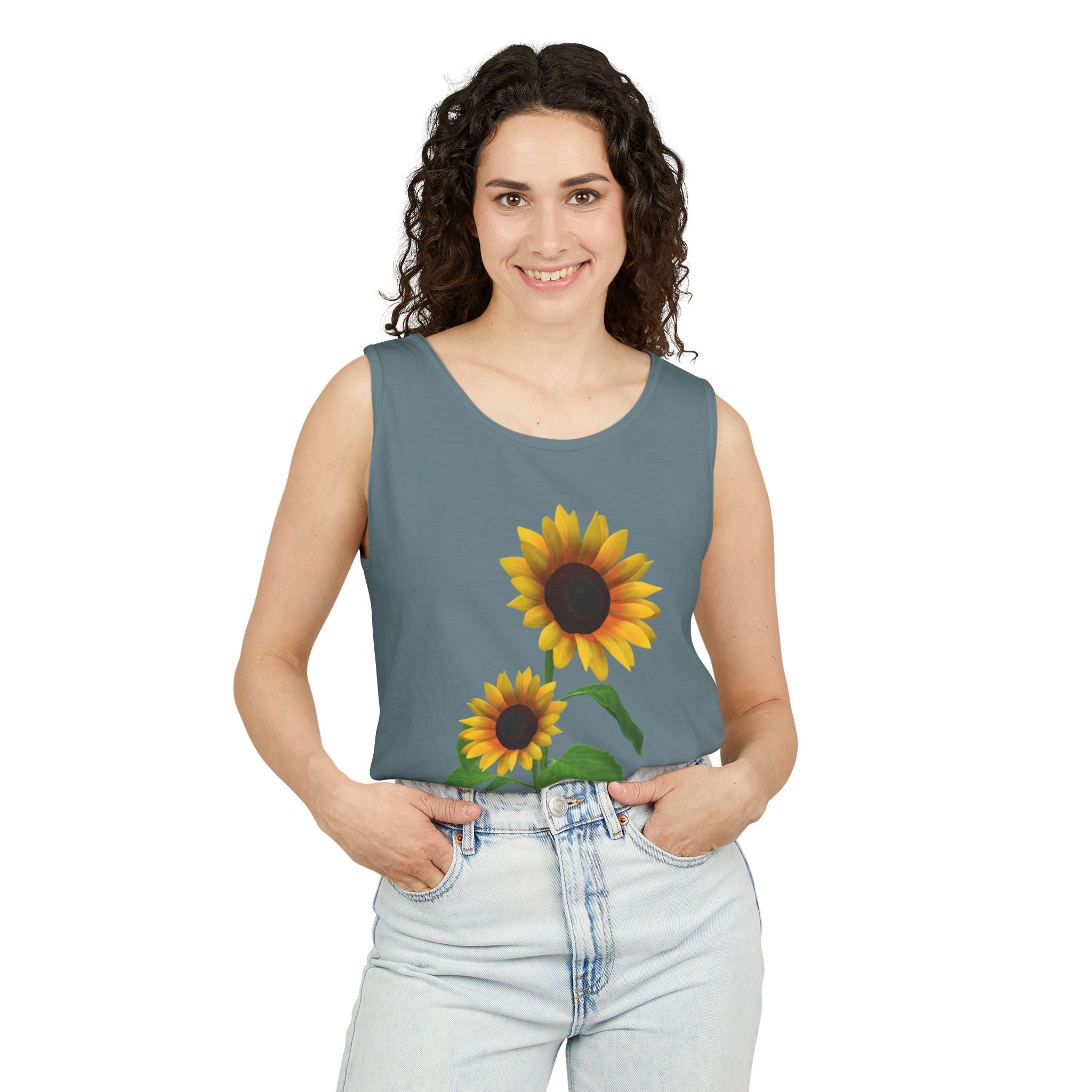 Sunflower Unisex Tank Top - Relaxed Summer Wear, Gift for Garden Lovers, Casual Beach Vibes, Perfect for Spring Celebrations, Gift Idea - Metamorphosis Creations