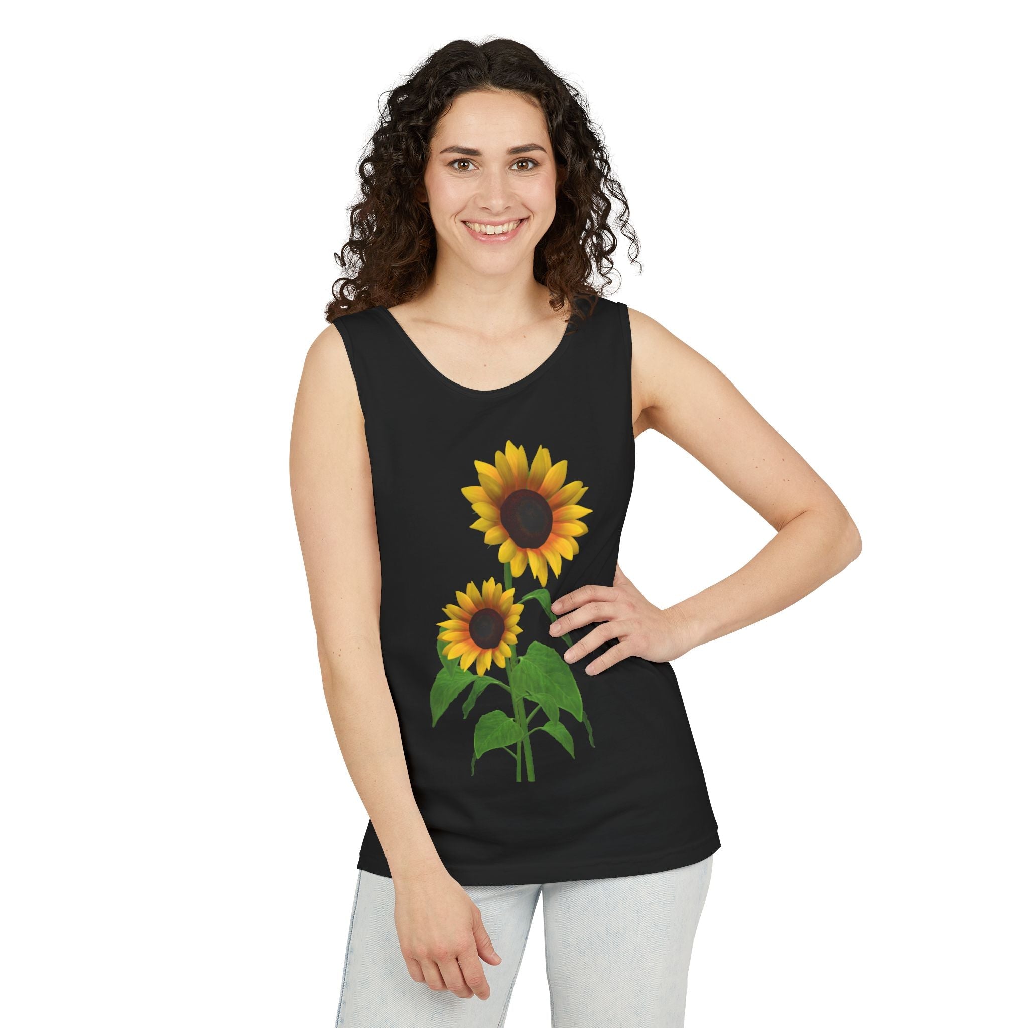 Sunflower Unisex Tank Top - Relaxed Summer Wear, Gift for Garden Lovers, Casual Beach Vibes, Perfect for Spring Celebrations, Gift Idea - Metamorphosis Creations