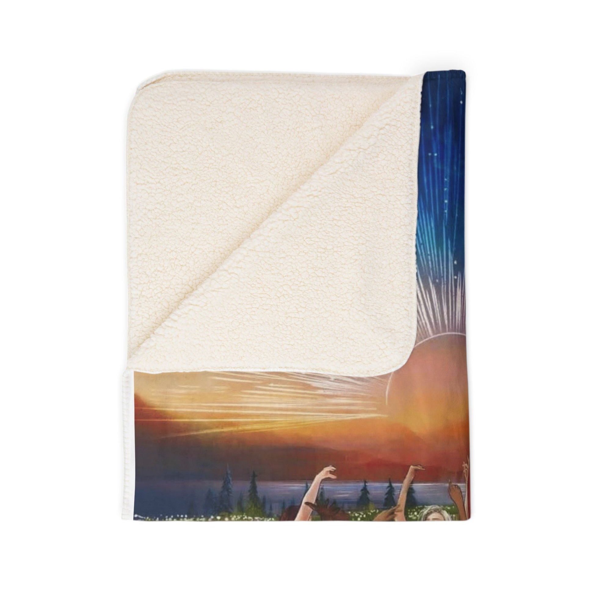Sunset Dance Boho Sherpa Blanket – Cozy Fleece Throw for Nature Lovers & Evening Relaxation - Metamorphosis Creations