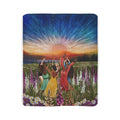 Sunset Dance Boho Sherpa Blanket – Cozy Fleece Throw for Nature Lovers & Evening Relaxation - Metamorphosis Creations