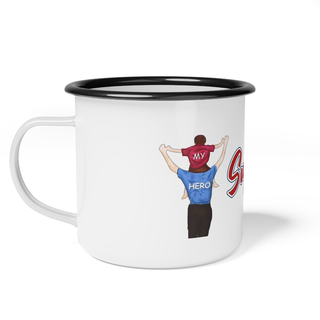 Super Dad Enamel Camp Cup - Perfect Gift for Father's Day, Camping, Outdoor Adventures, Coffee Lover, Dad Appreciation - Metamorphosis Creations