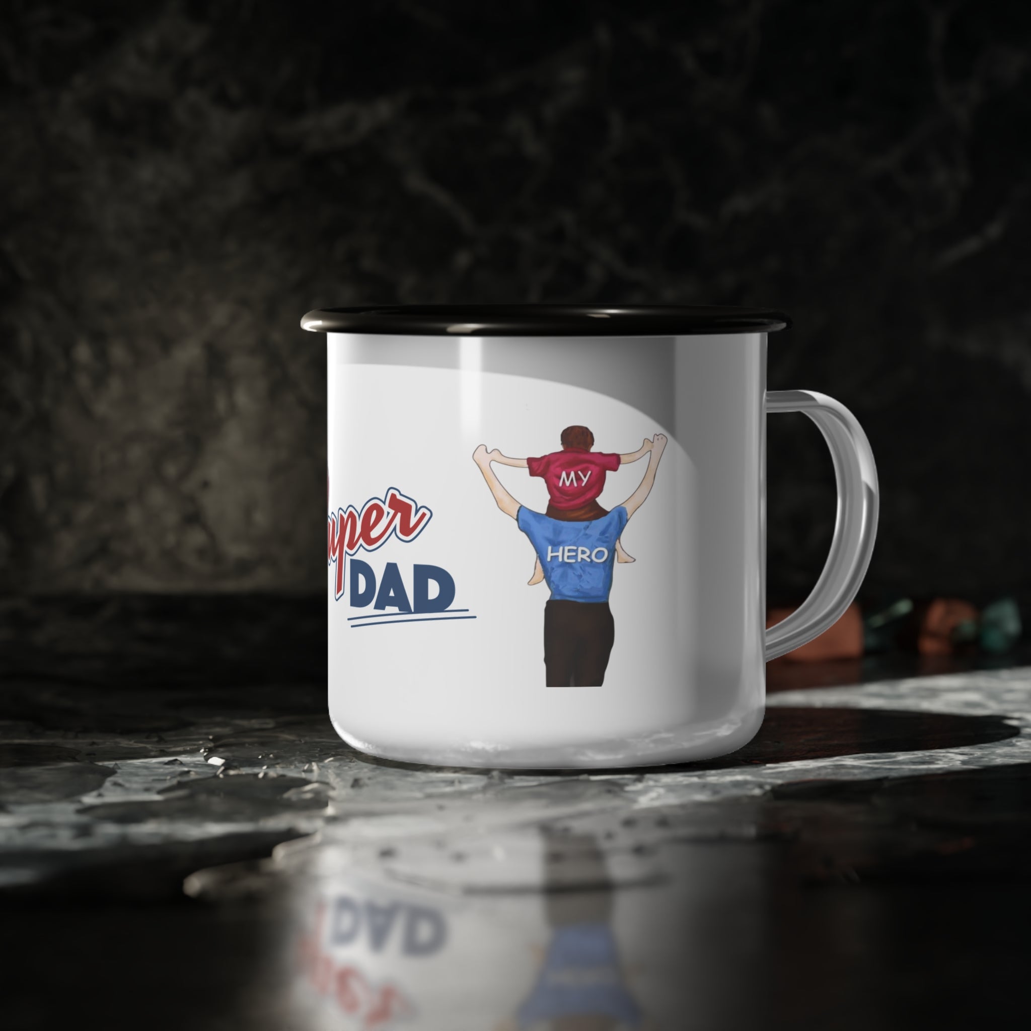 Super Dad Enamel Camp Cup - Perfect Gift for Father's Day, Camping, Outdoor Adventures, Coffee Lover, Dad Appreciation - Metamorphosis Creations